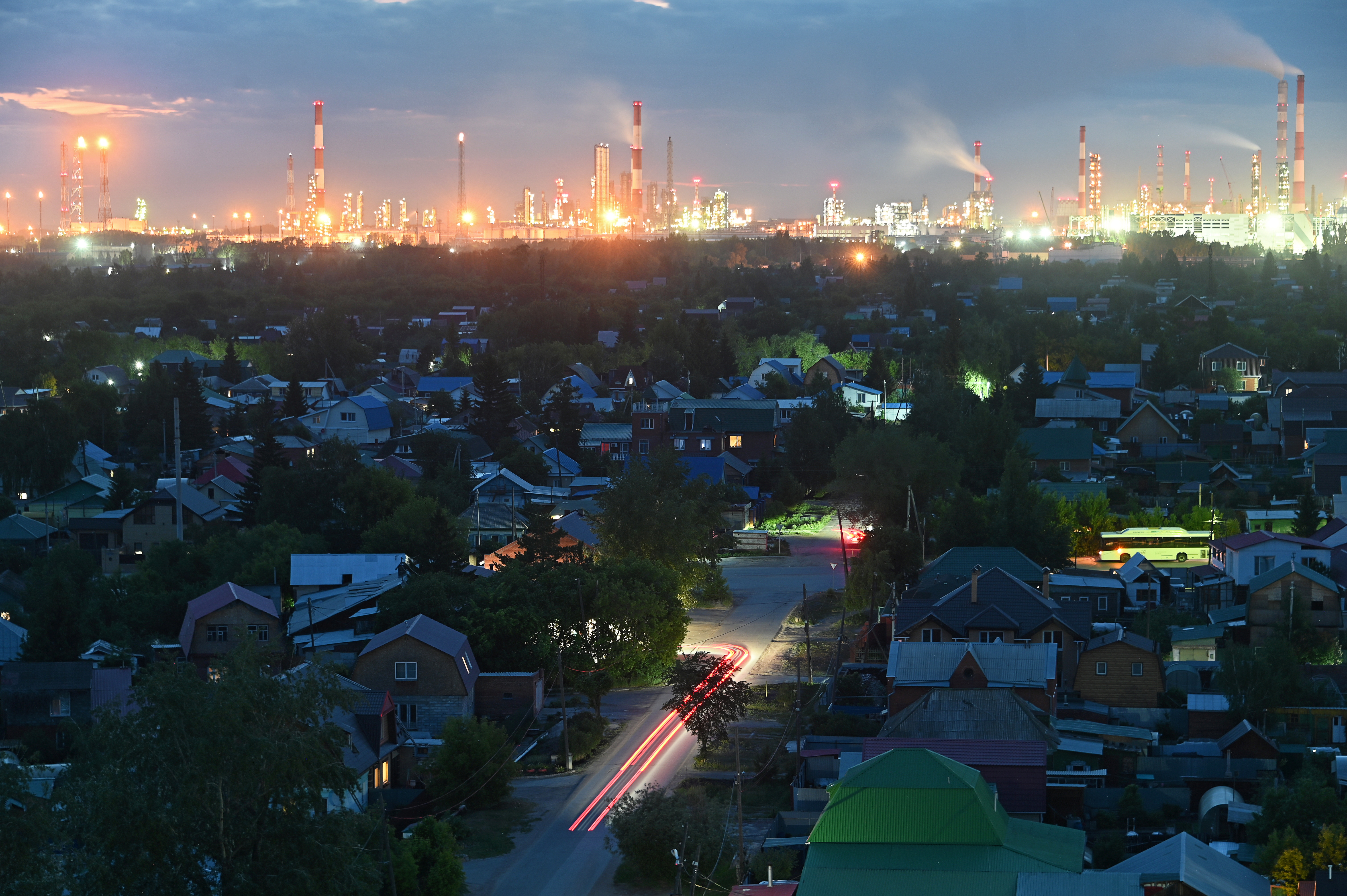 A view shows a local oil refinery in Omsk