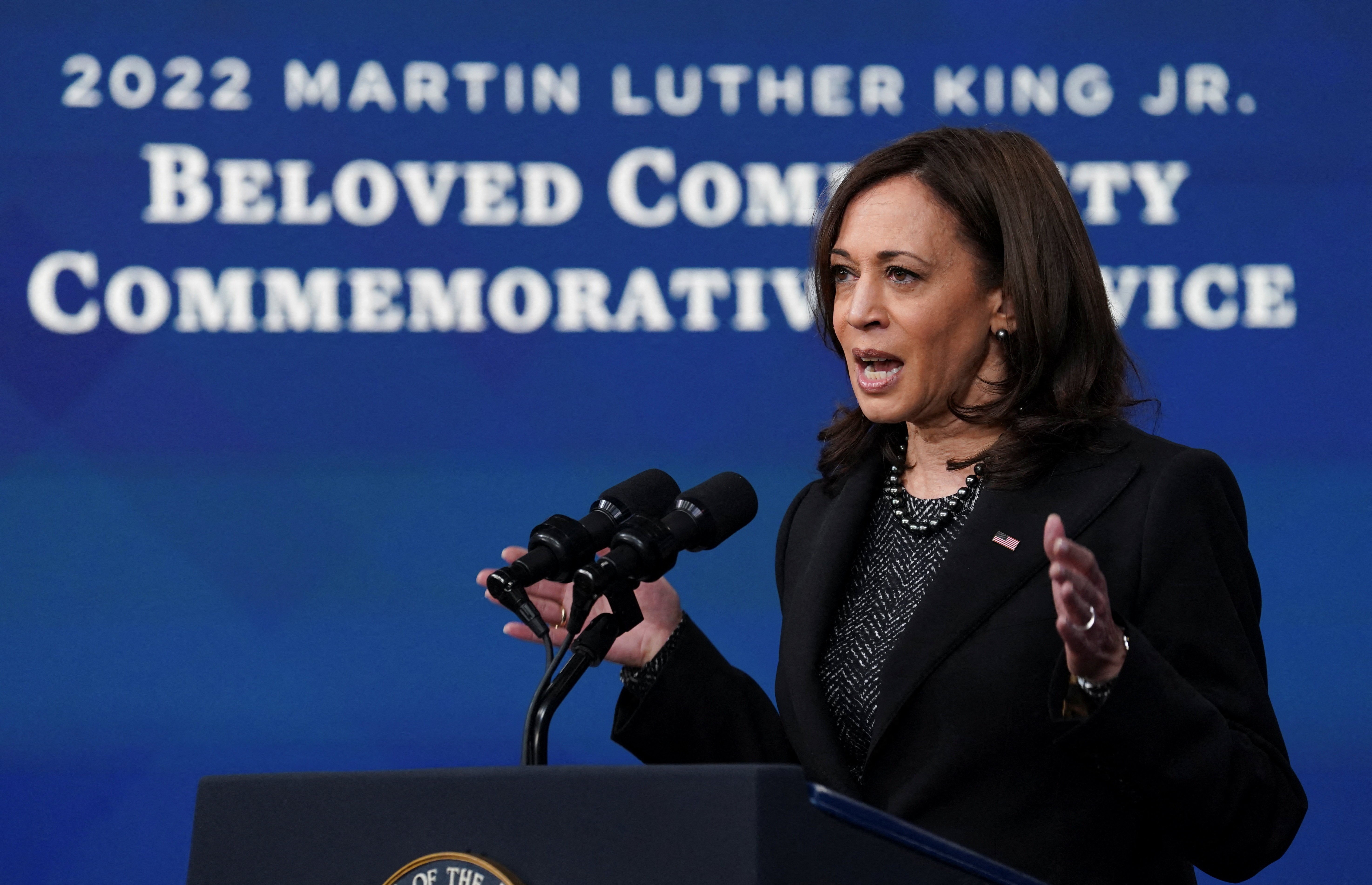 Vice President Harris delivers remarks on Martin Luther King, Jr. Day from the White House in Washington