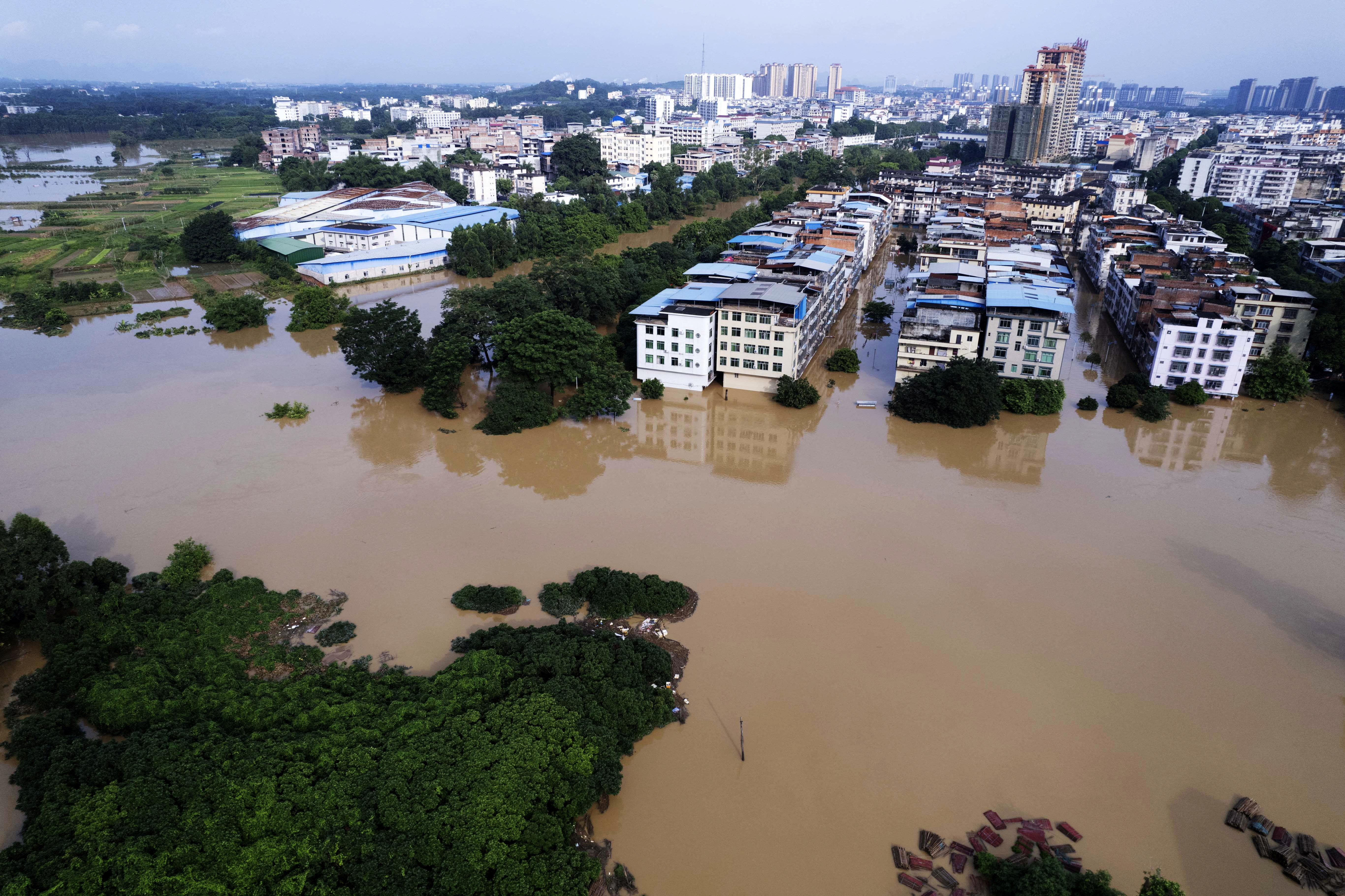 Drone view of flooding in Nanning