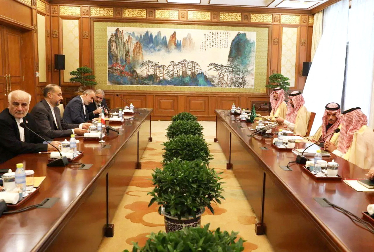 Iranian Foreign Minister Hossein Amir-Abdollahian meets with Saudi Arabia's Foreign Minister Prince Faisal bin Farhan Al Saud in Beijing