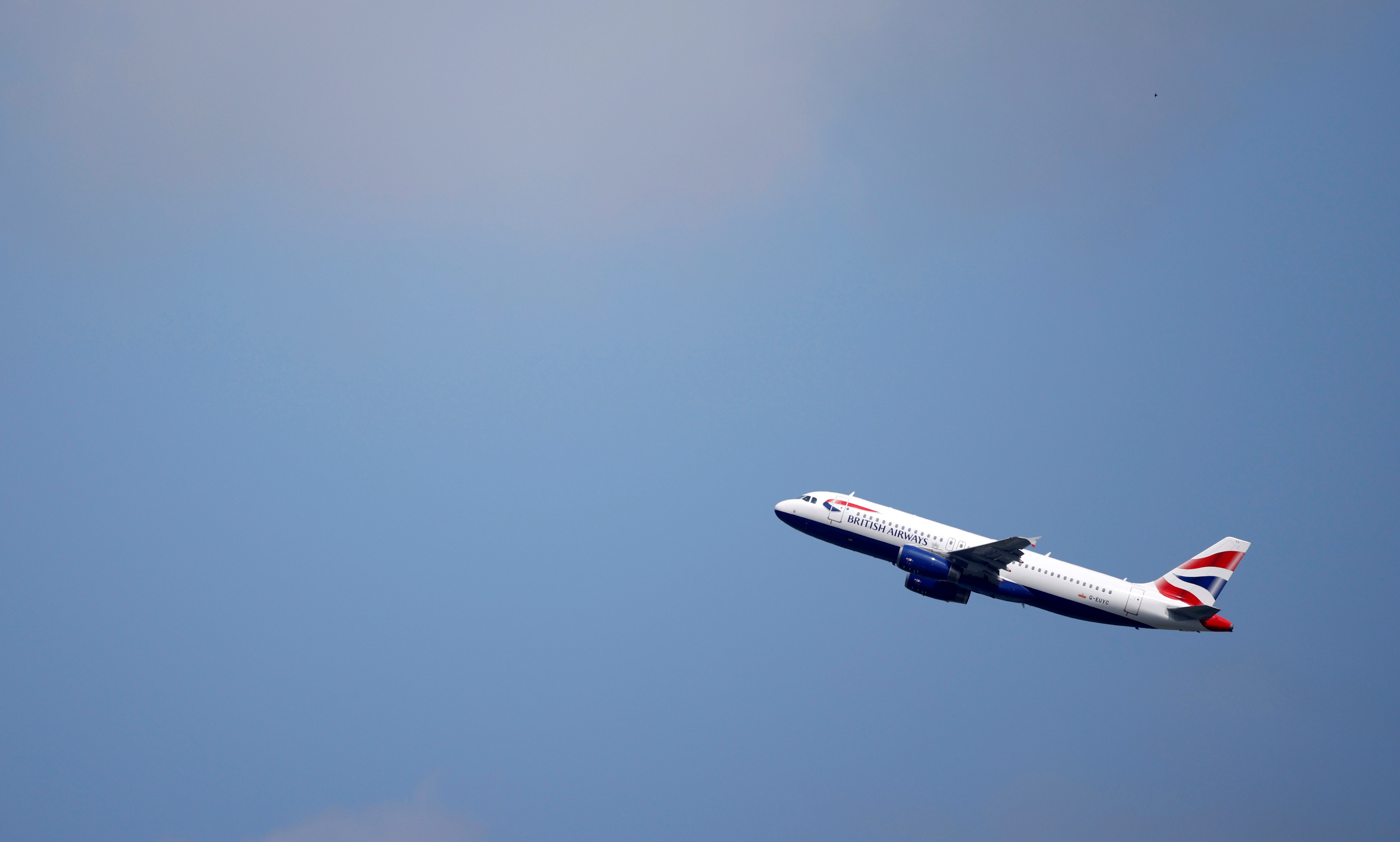 A BA Airbus A320 takes off from Heathrow Airport in London