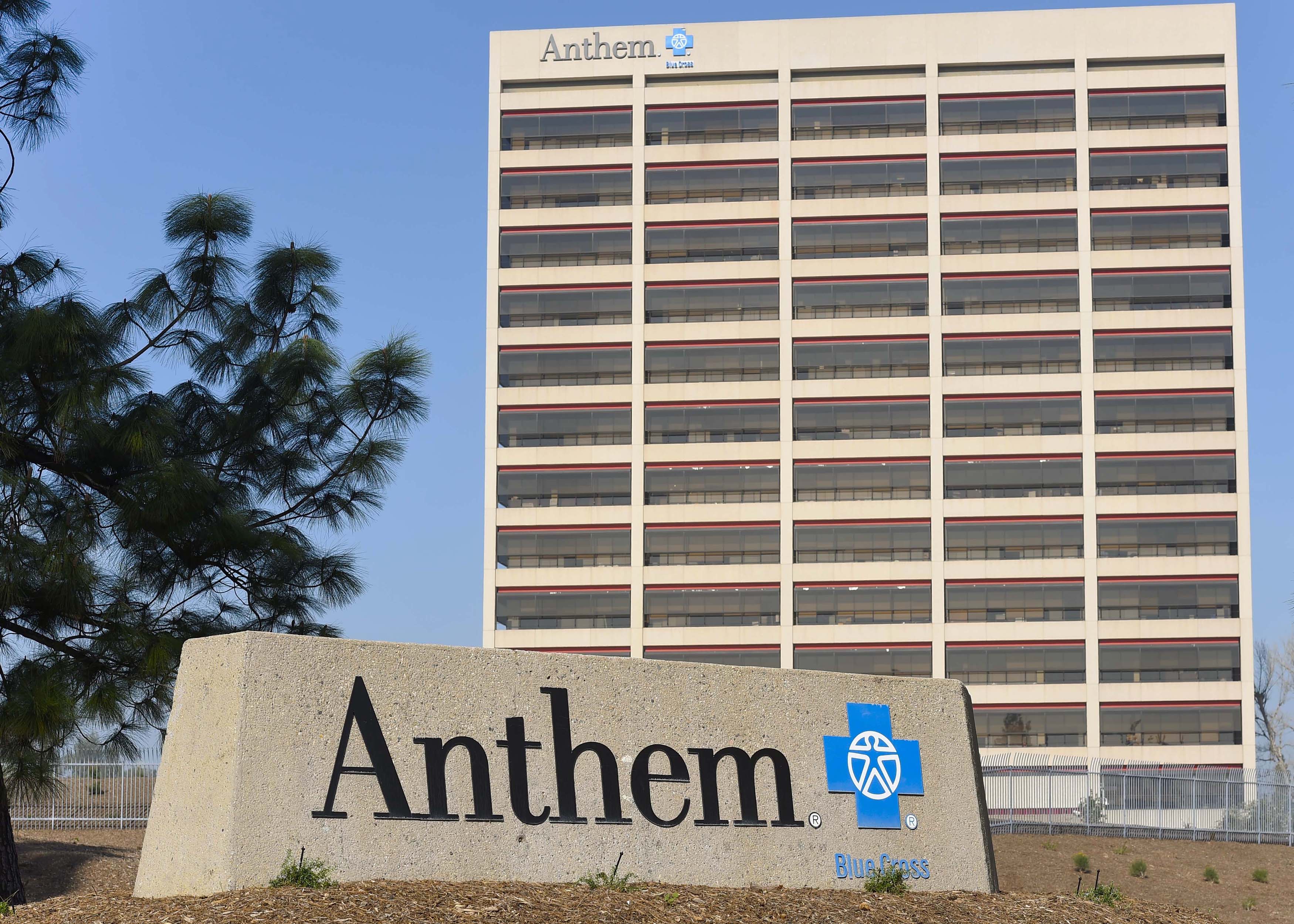 FILE  PHOTO: The office building of health insurer Anthem is seen in Los Angeles, California