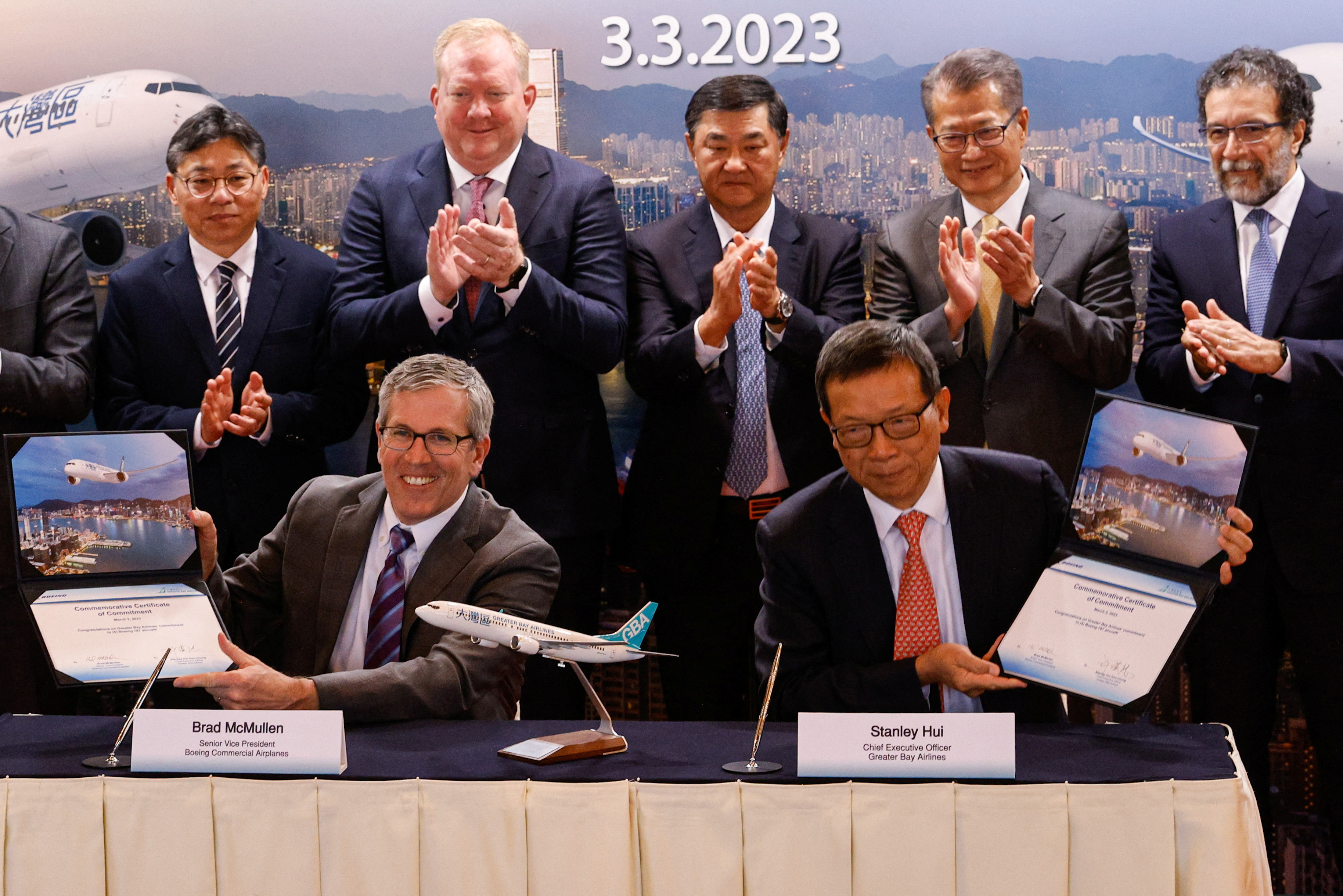Boeing and Greater Bay Airlines' agreement signing ceremony in Hong Kong