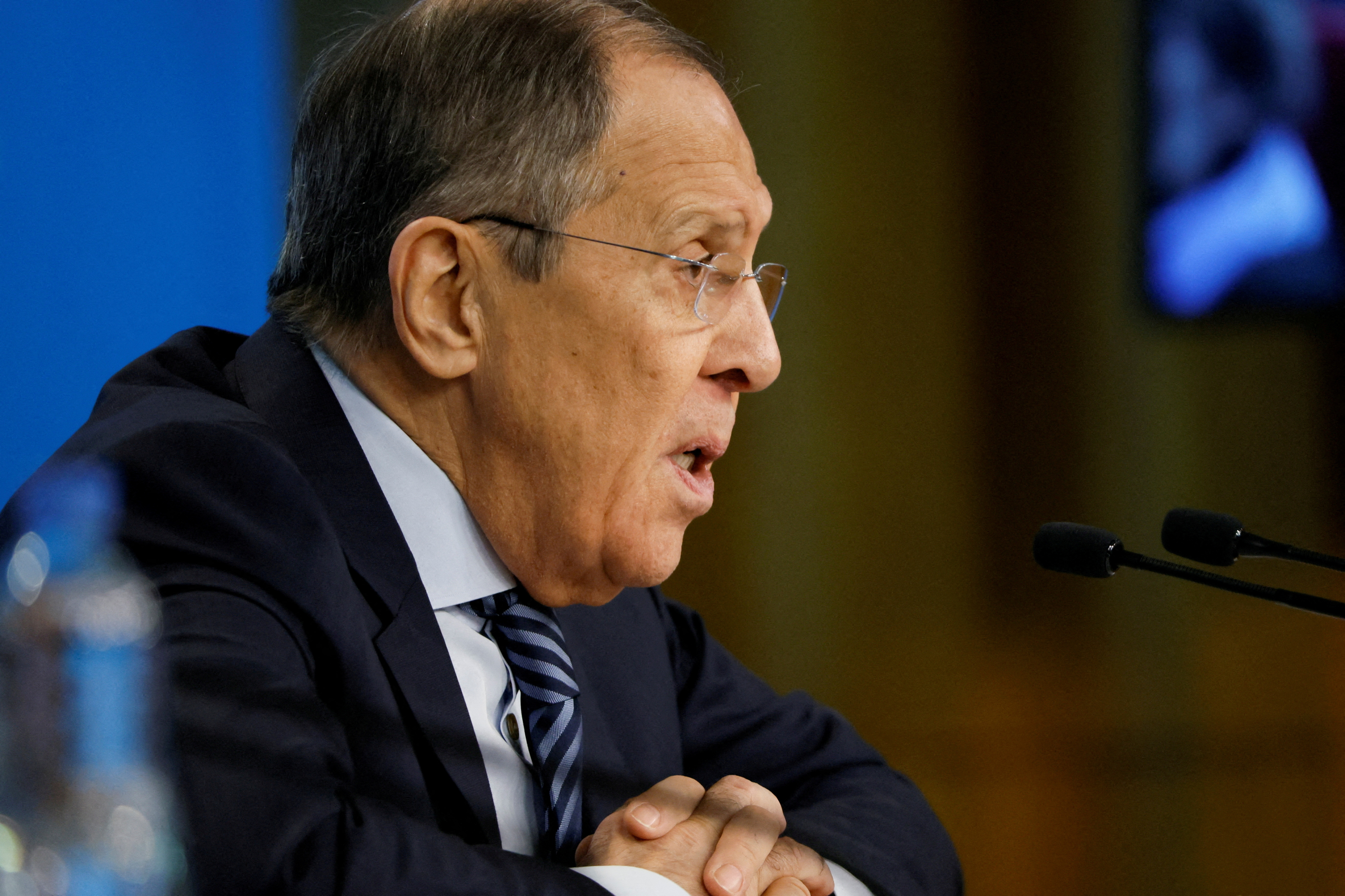 Russian Foreign Minister Lavrov holds a news conference, in Moscow