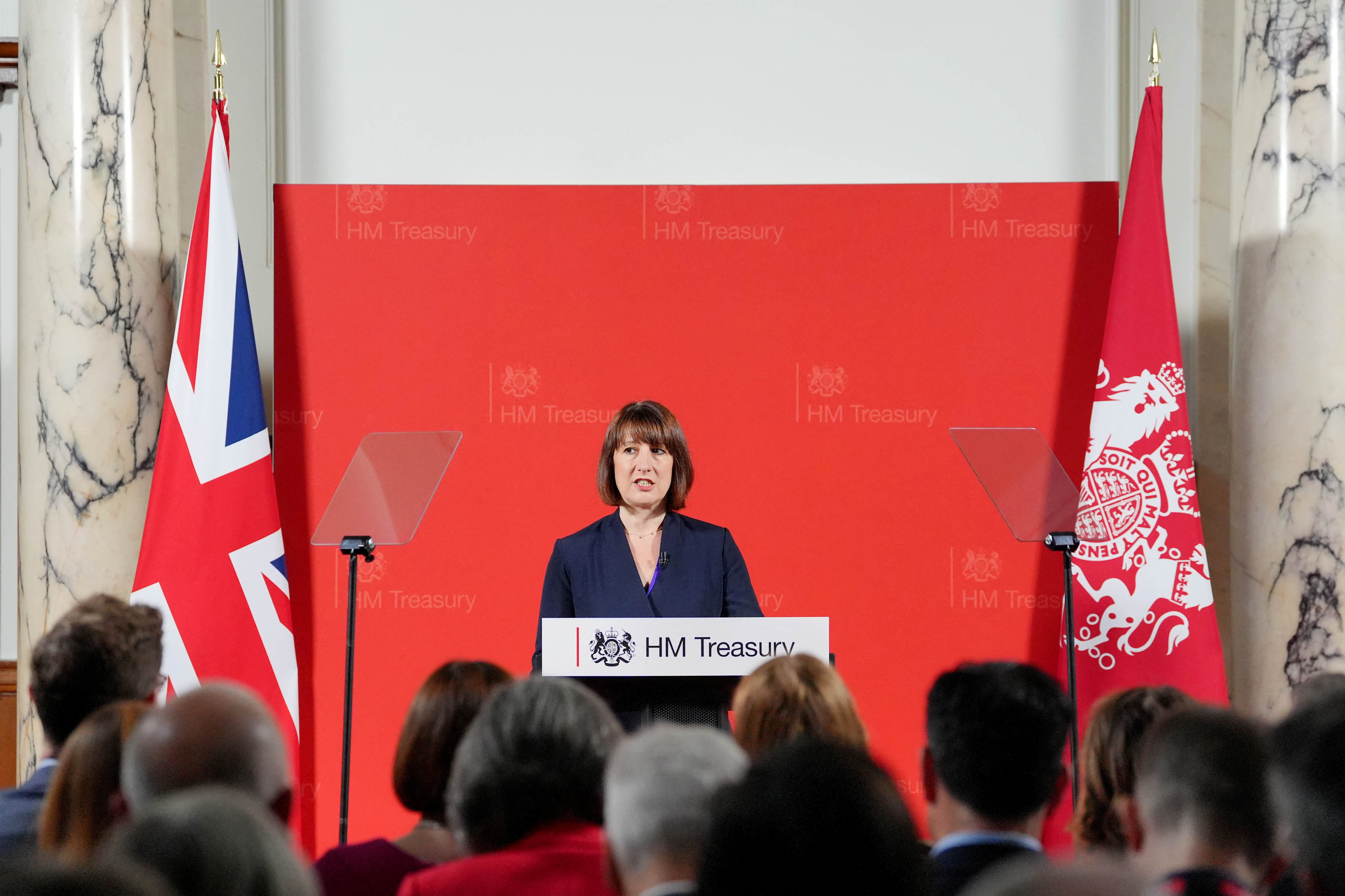 Chancellor of the Exchequer Rachel Reeves gives a speech at the Treasury in London