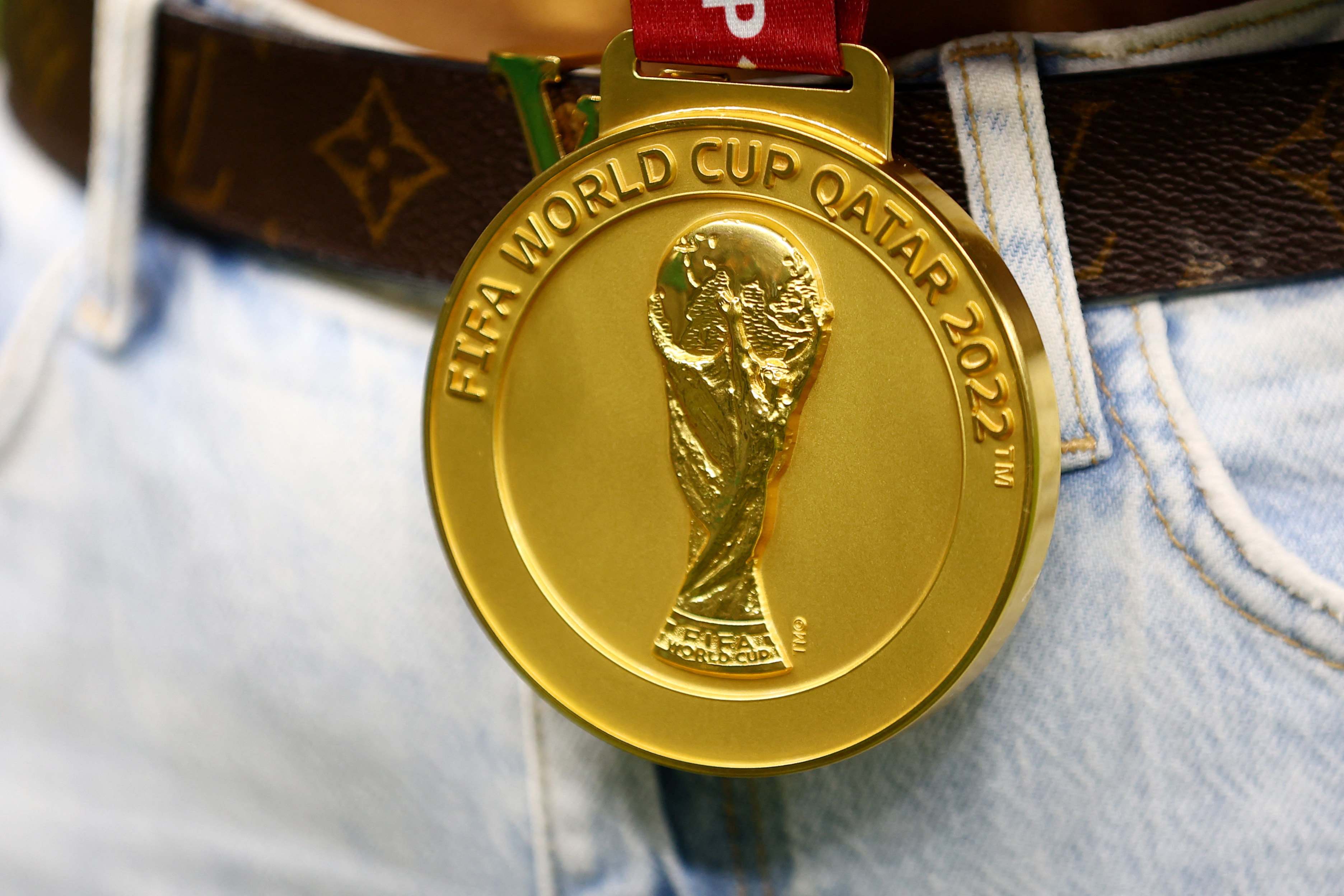 Close up of a FIFA World Champions Badge as seen on the Spanish