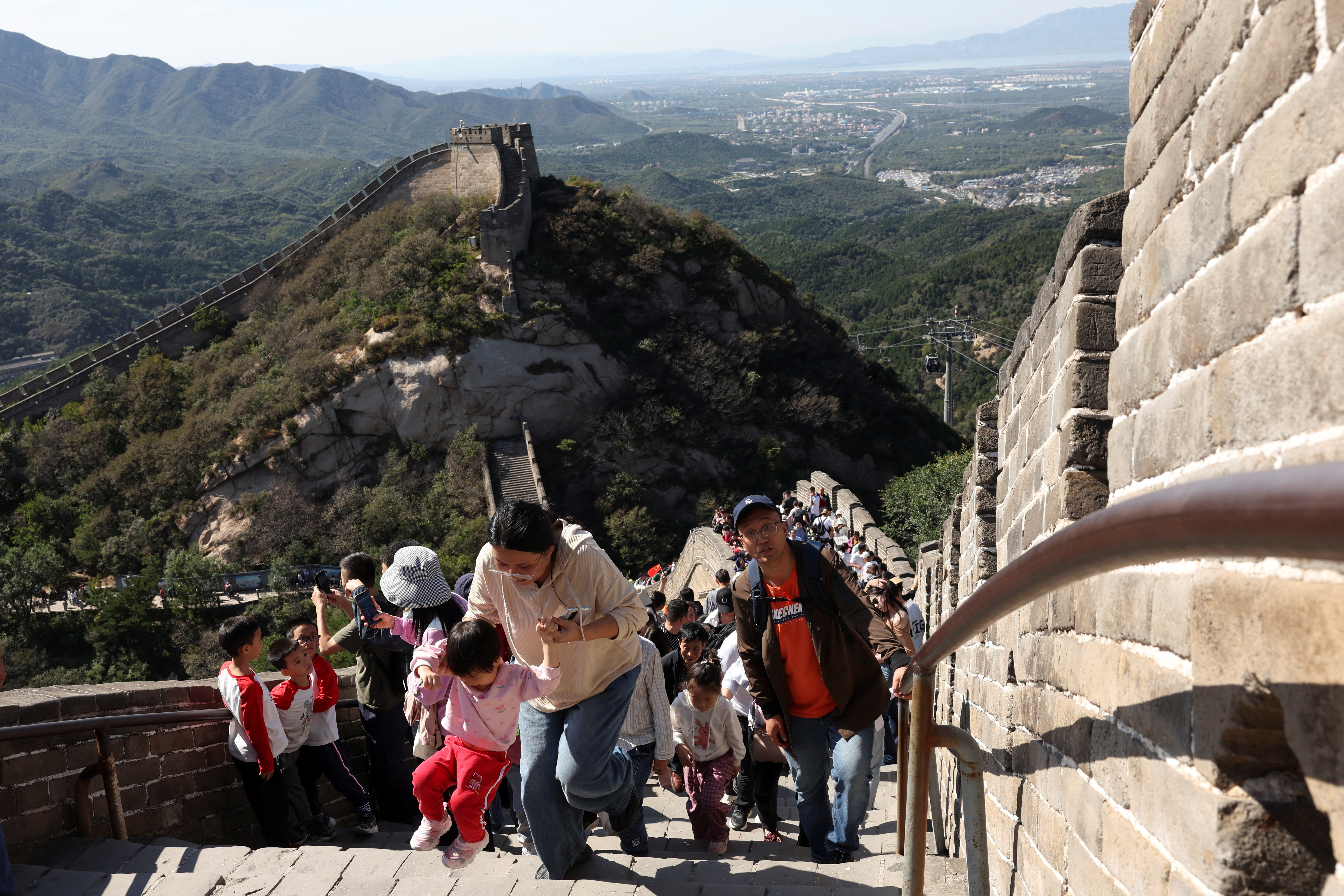 Tourists visit the Great Wall on National Day holiday in Beijing