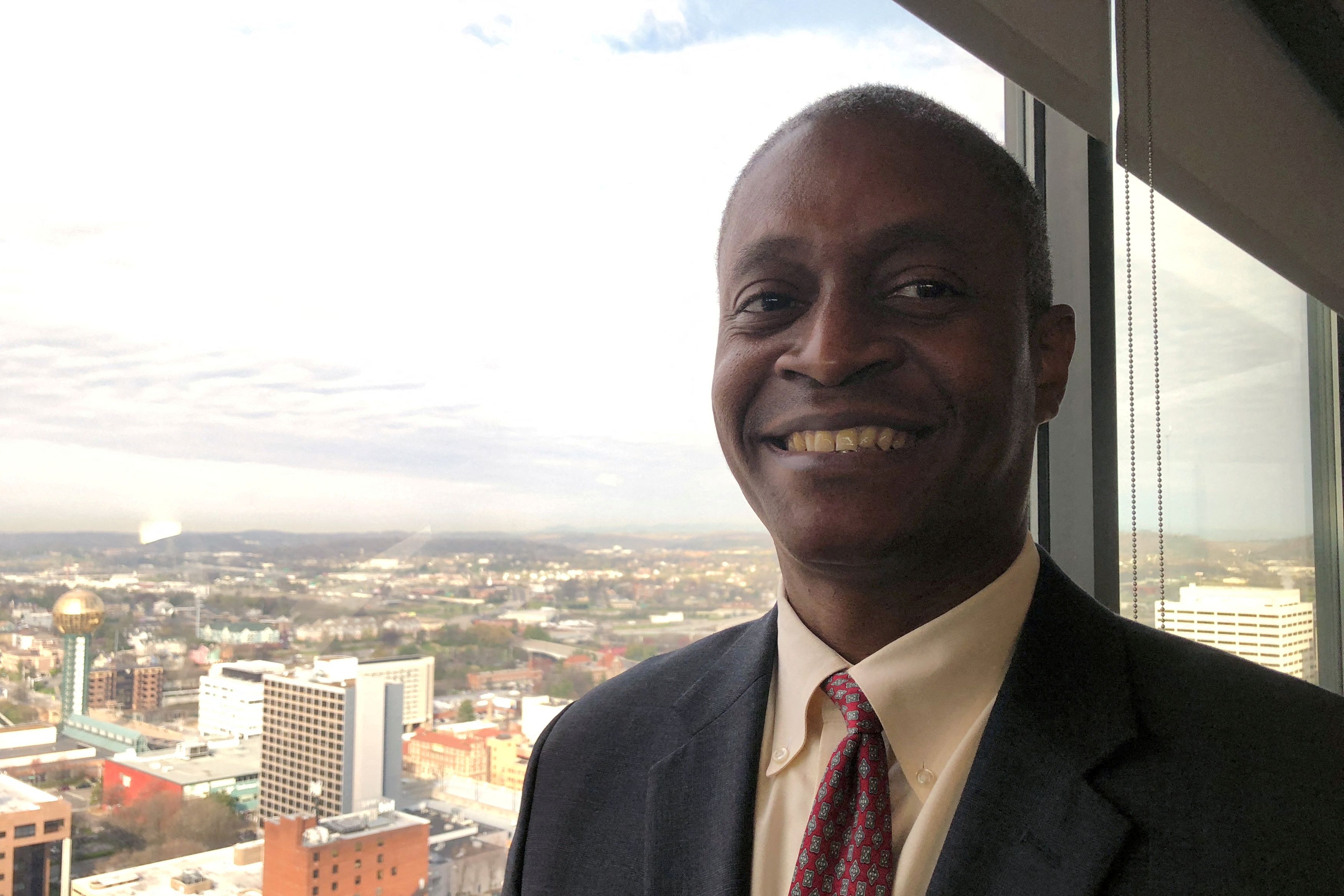 Raphael Bostic President of the Federal  Reserve Bank of Atlanta, poses for a photo in Knoxville