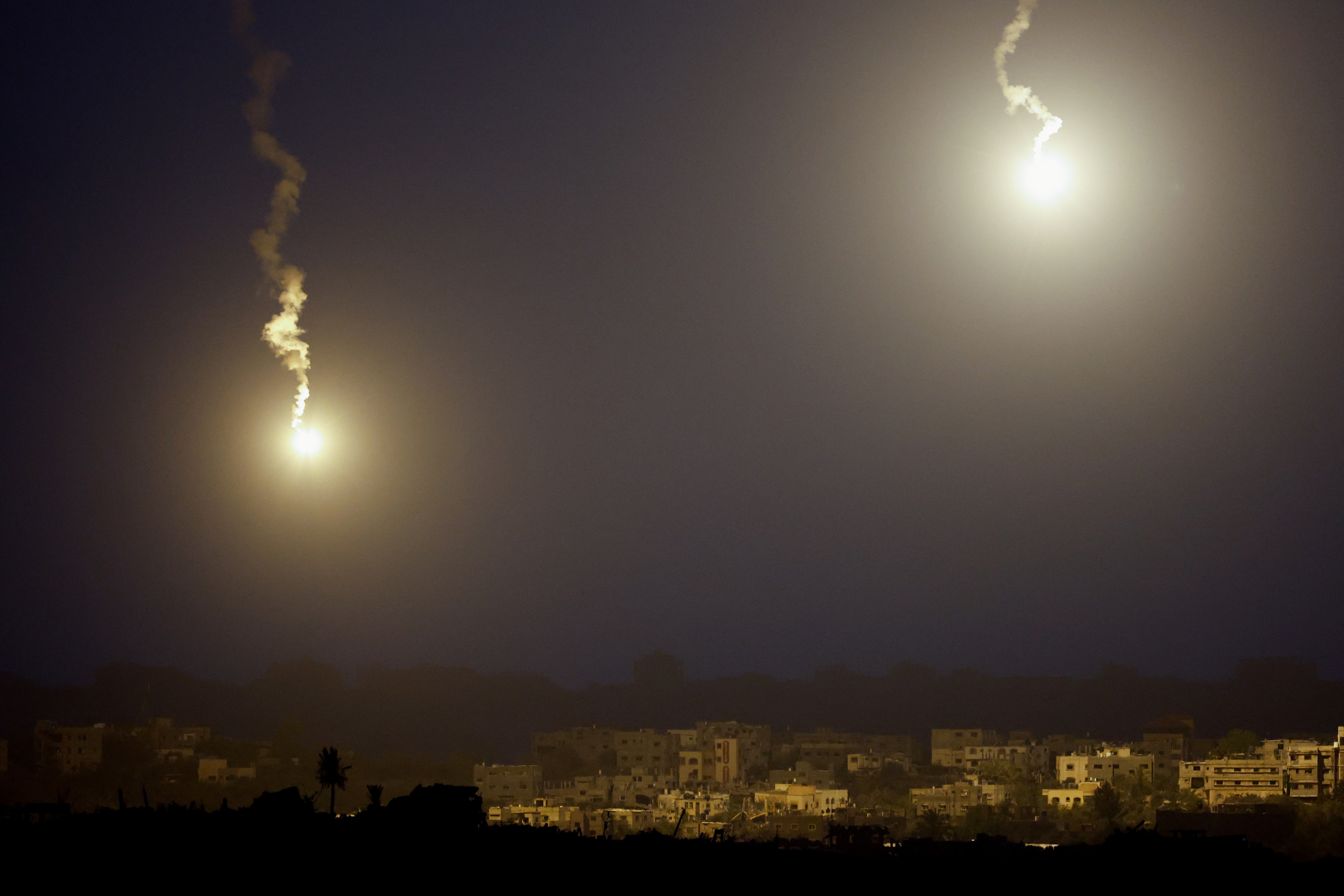 Flares in Gaza as seen from Israel