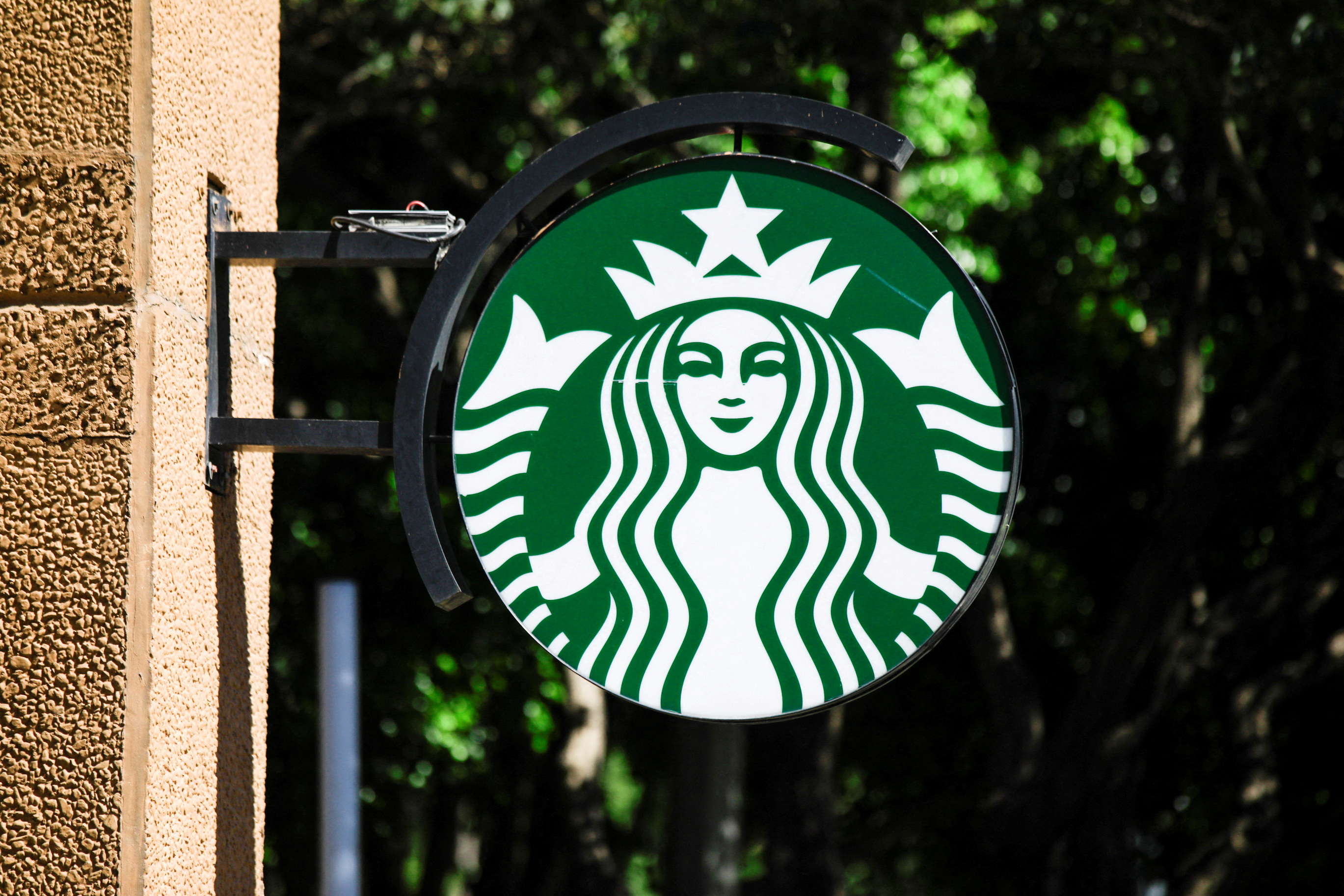 The logo of the American coffee company Starbucks is seen in Mexico City