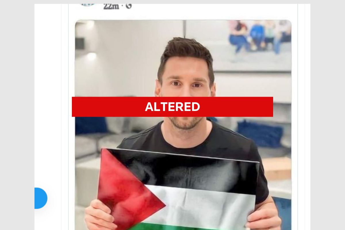 Fact Check: Messi photo altered to show him holding Palestinian flag