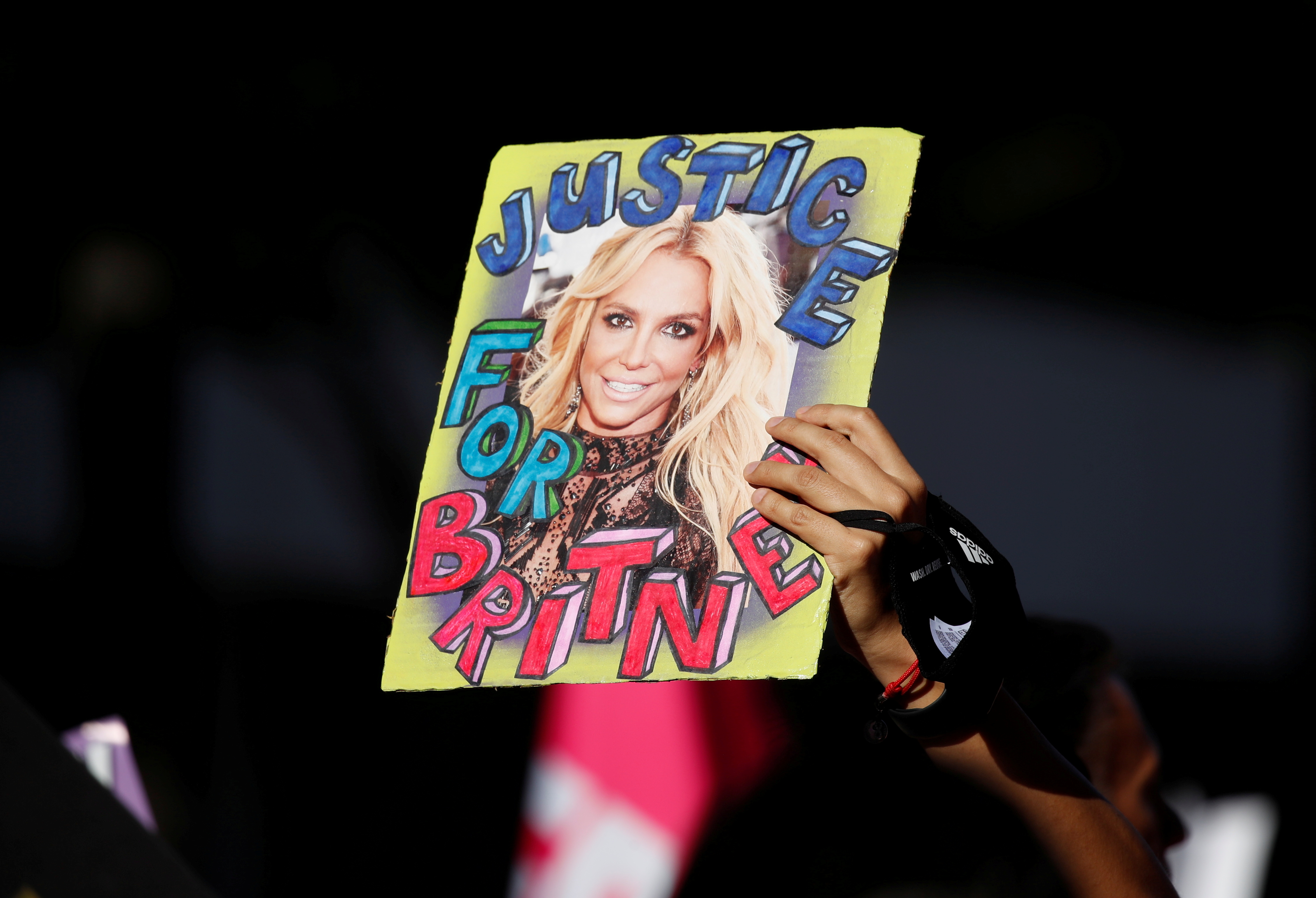 Britney Spears' supporters gather outside the Stanley Mosk Courthouse, in Los Angeles