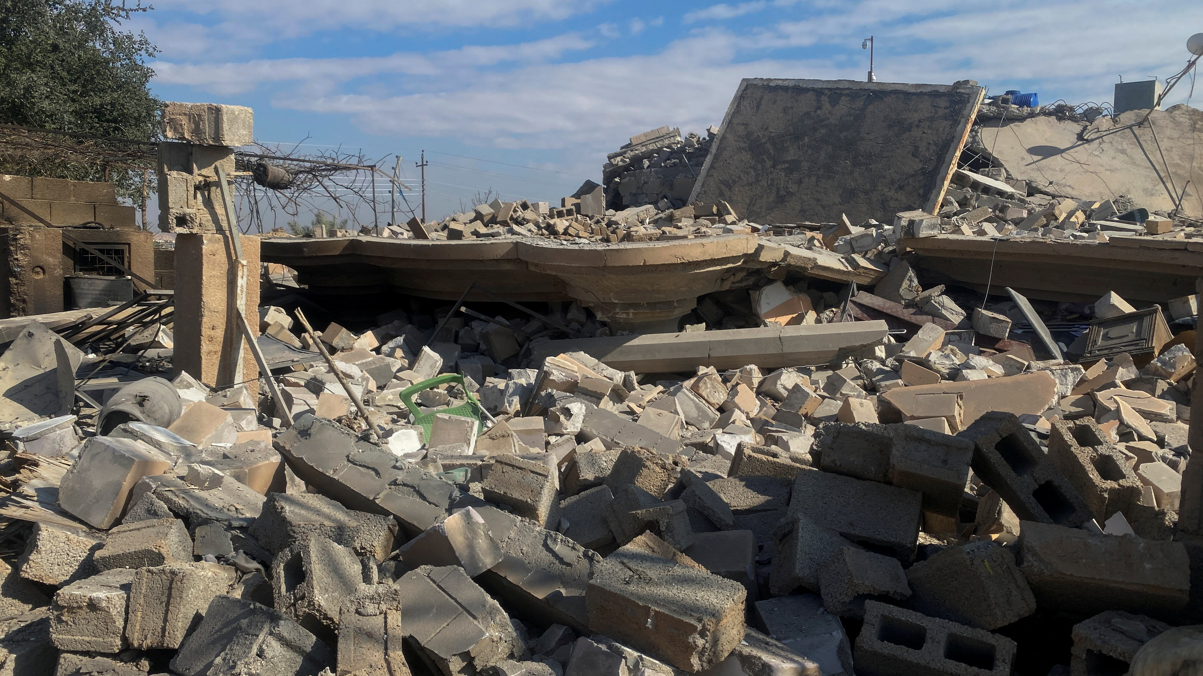 A destroyed building is pictured at the site of a U.S. airstrike in al-Qaim