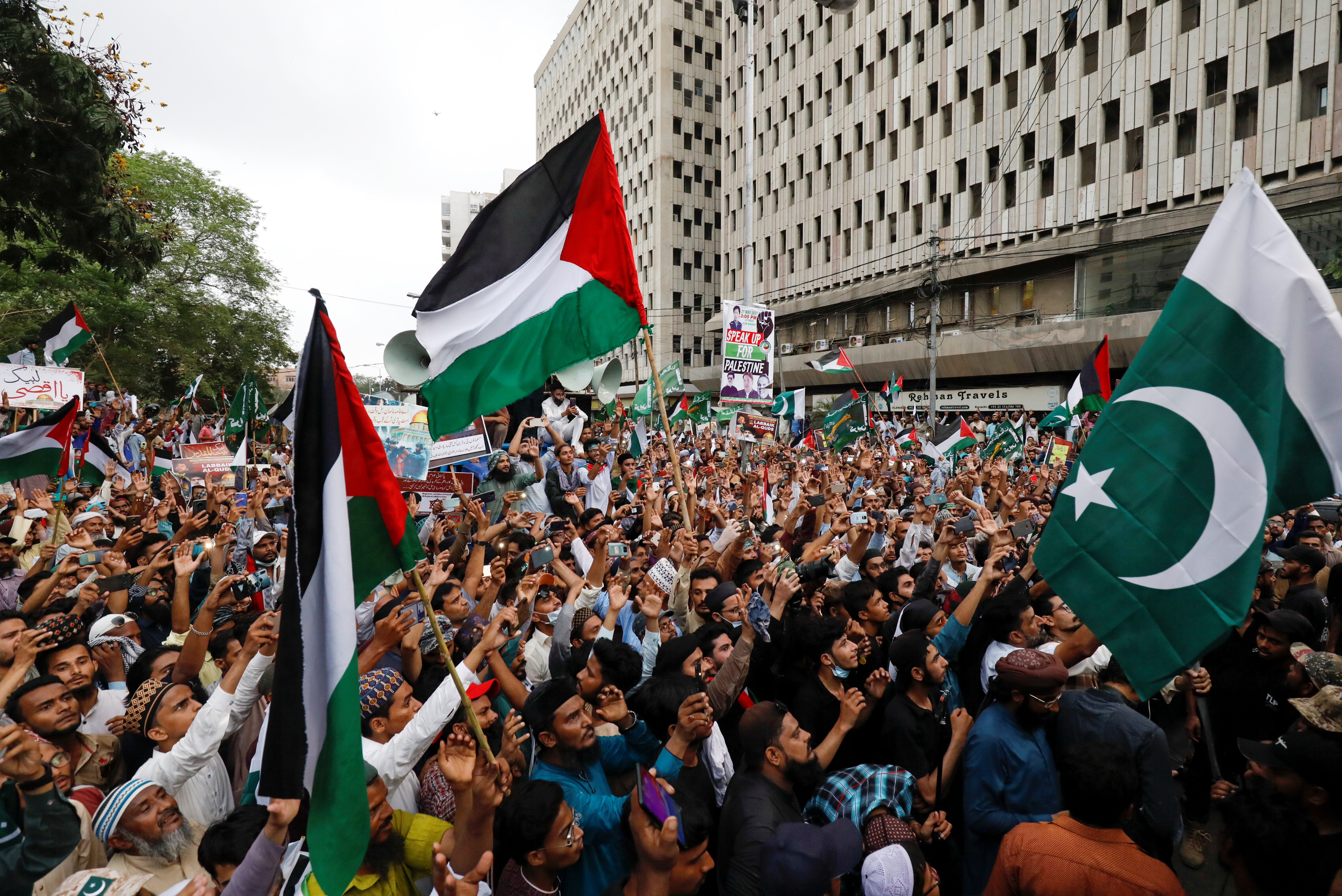 People express solidarity with Palestinian people and protest against Israel, in Karachi