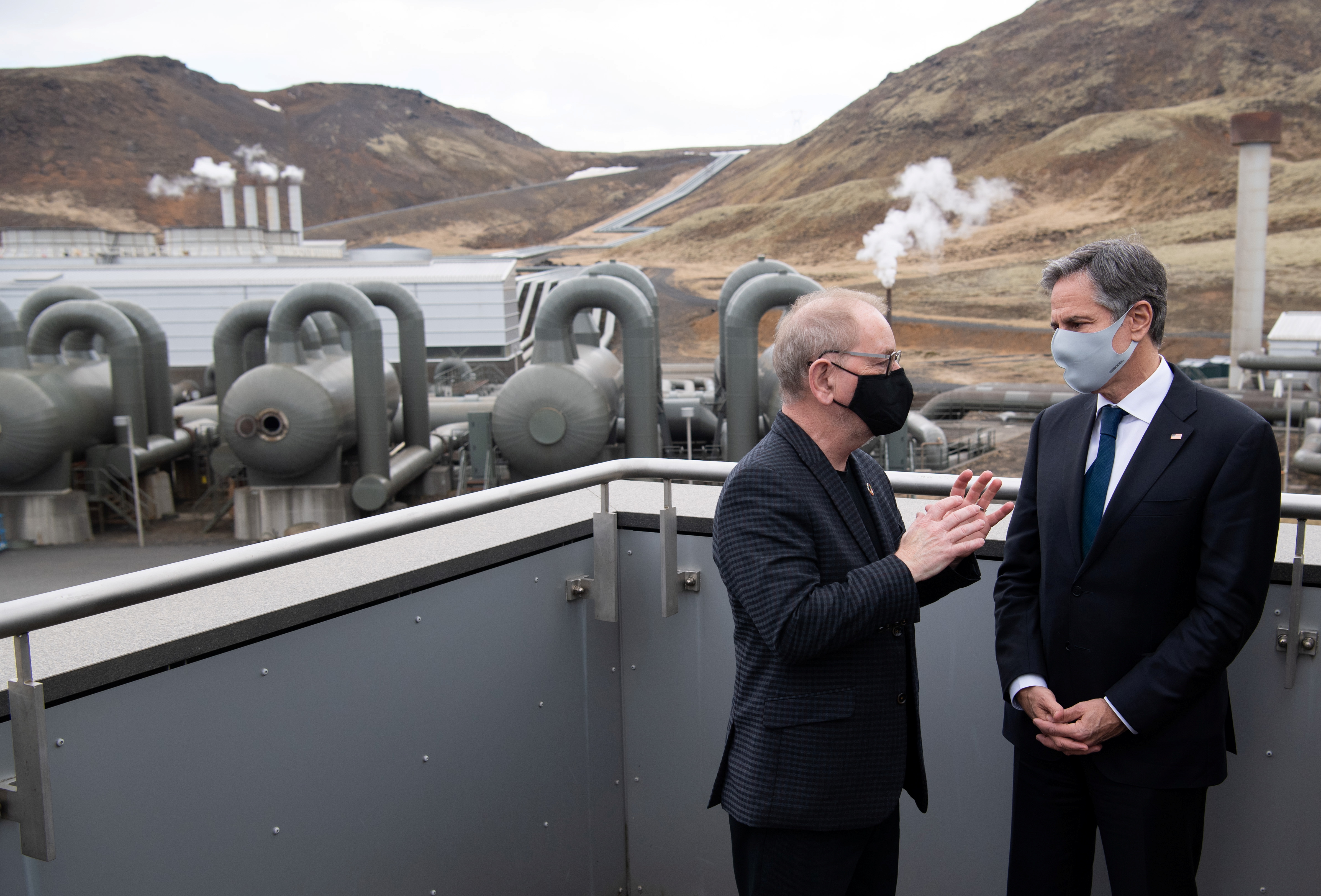 U.S. Secretary of State Antony Blinken tours the Hellisheidi Geothermal Plant, in Hengill