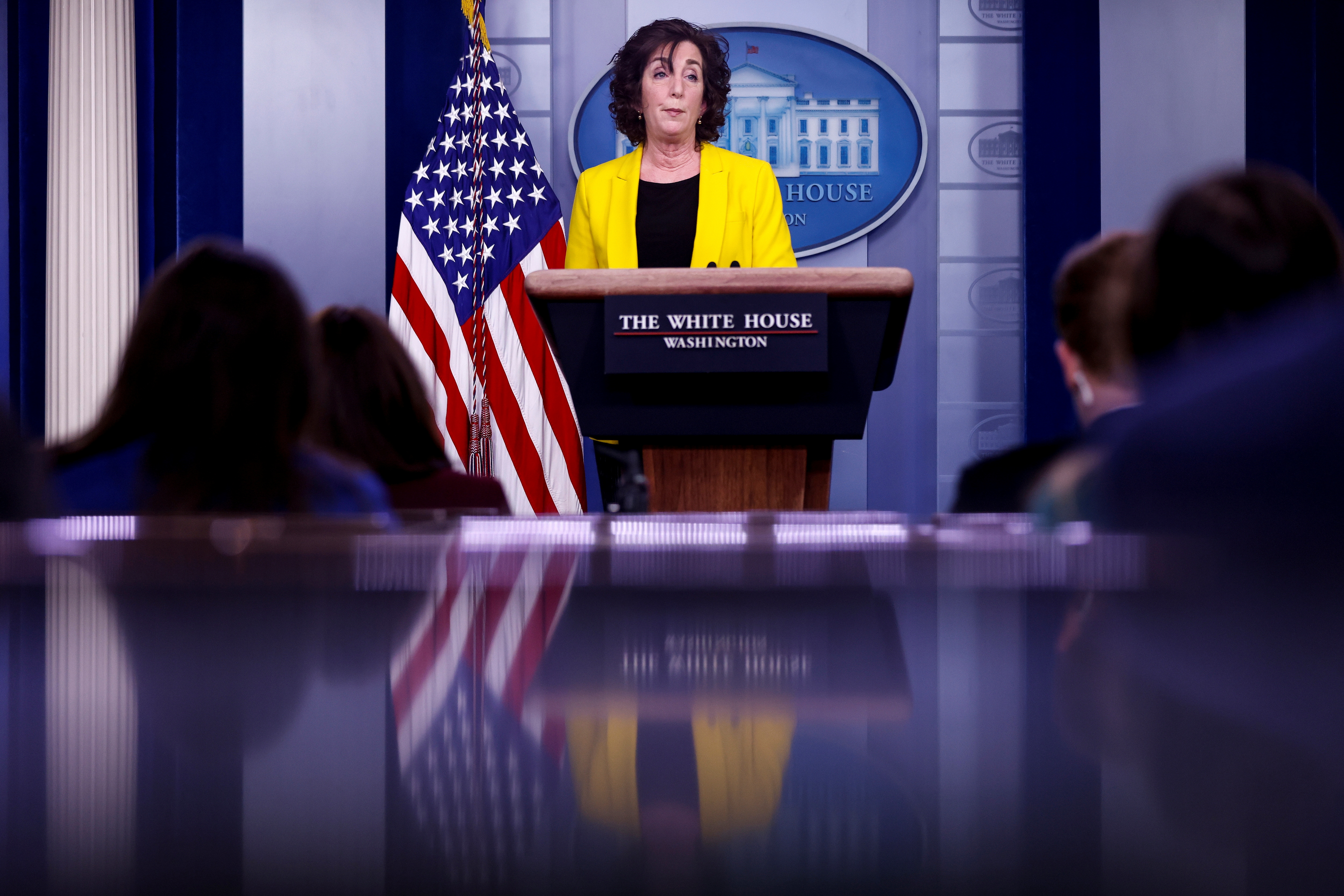 White House Press Secretary Jen Psaki holds a press briefing at the White House in Washington