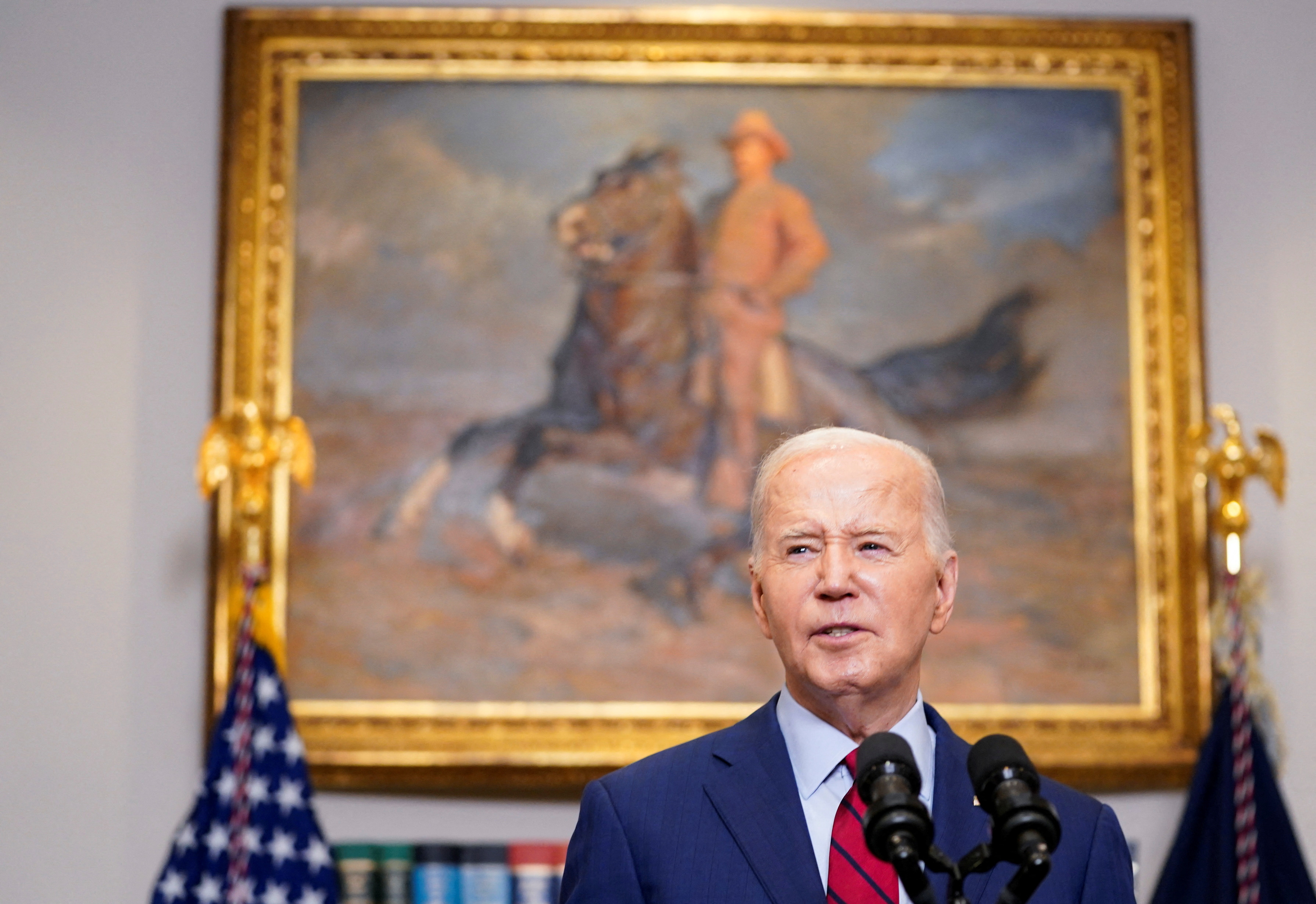 U.S. President Joe Biden discusses ongoing student protests at U.S universities during brief remarks at the White House in Washington