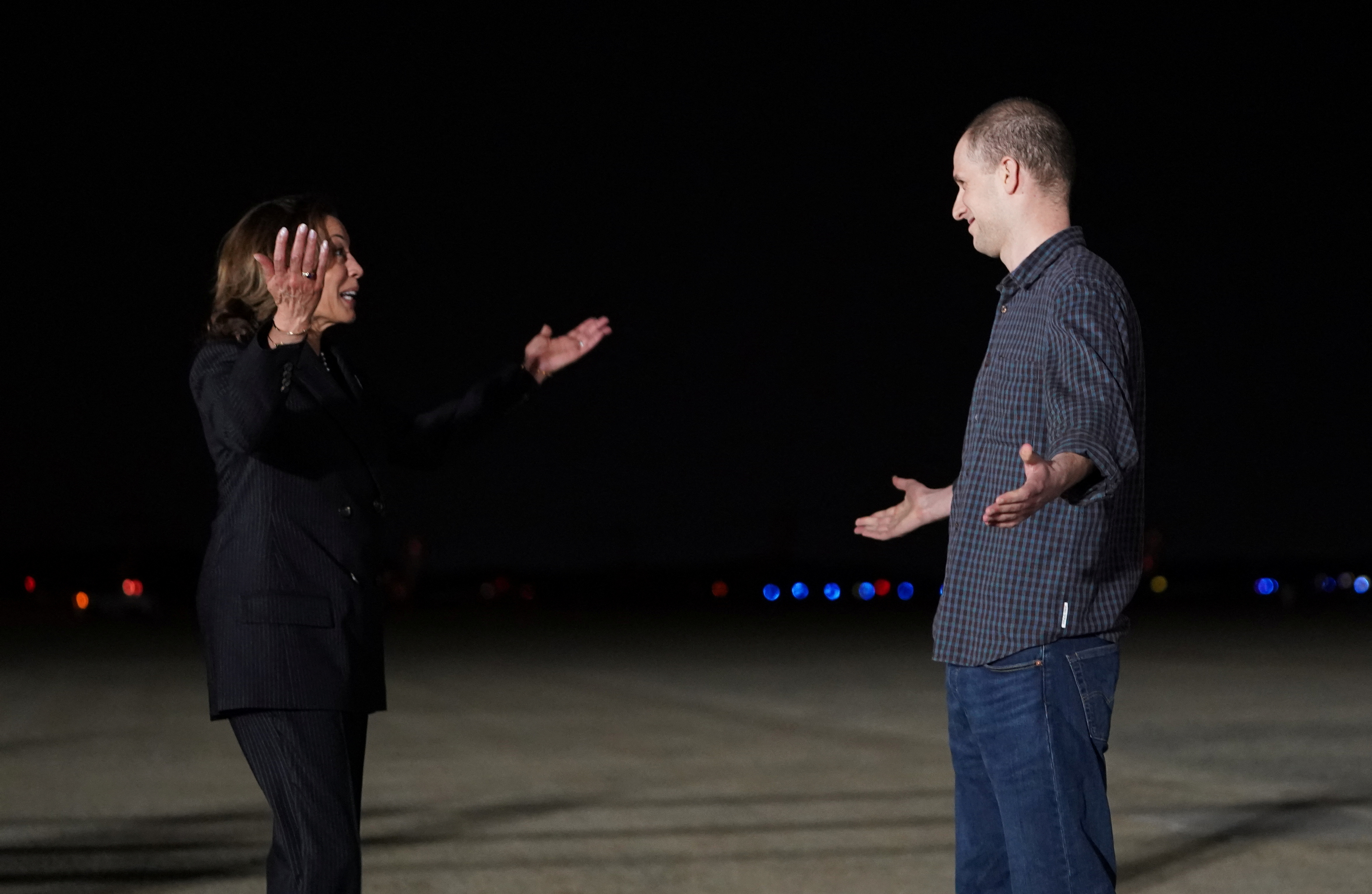 U.S. President Joe Biden meets with Americans released from detention in Russia, upon their arrival at Joint Base Andrews