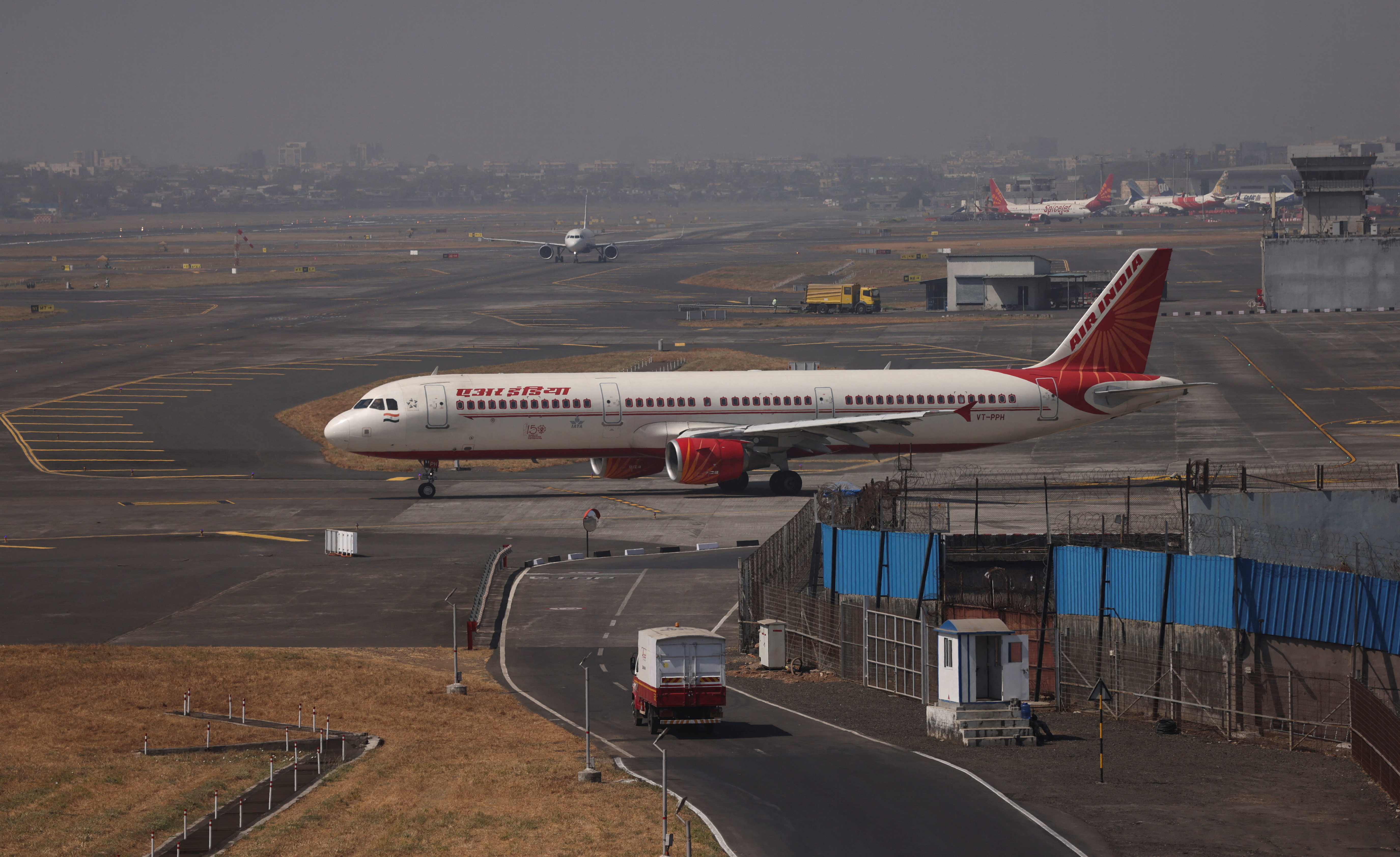 Air India passenger aircraft is seen on the tarmac at Chhatrapati Shivaji International airport in Mumbai