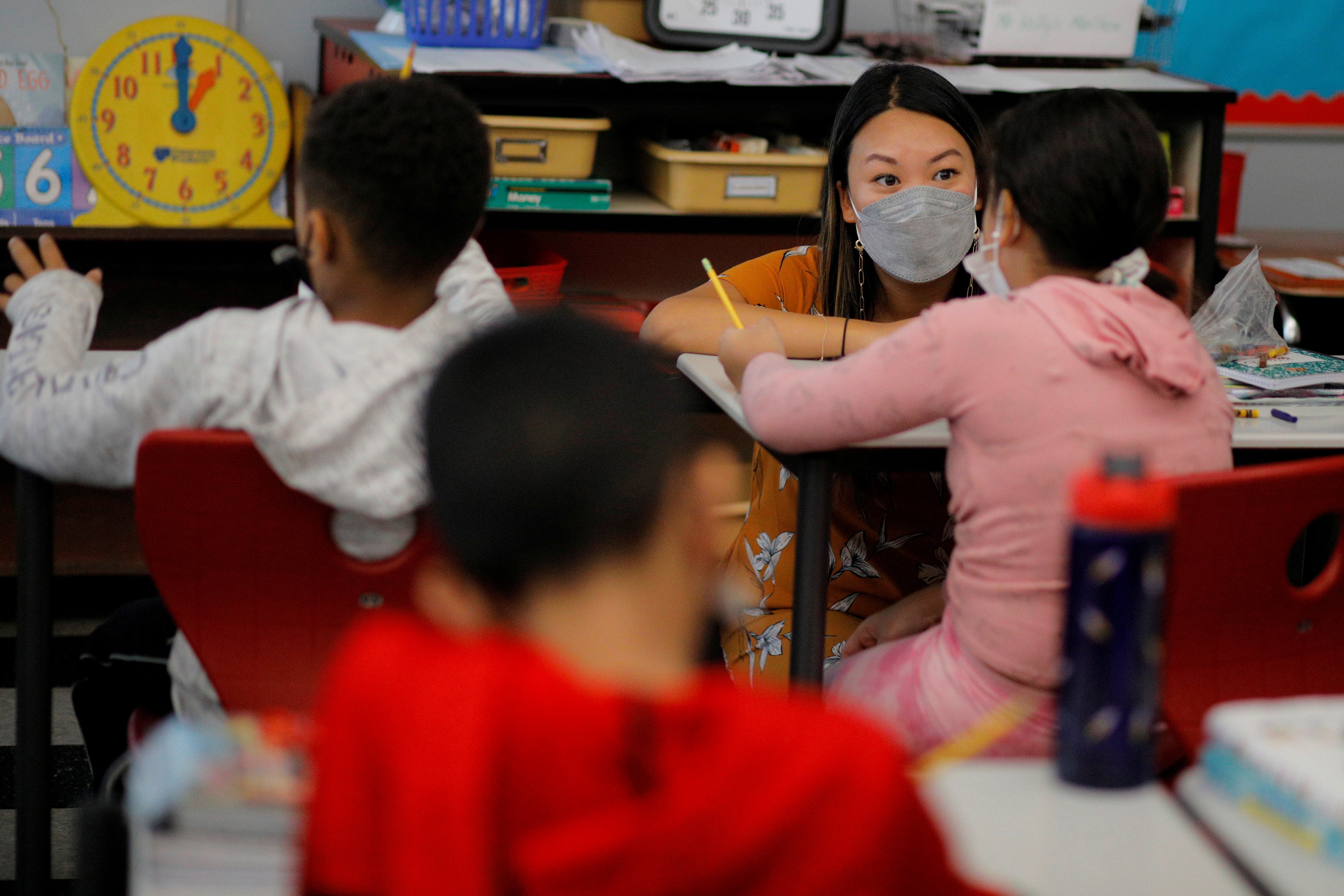 Classes are held with masks being required to be worn at the Sokolowski School in Chelsea