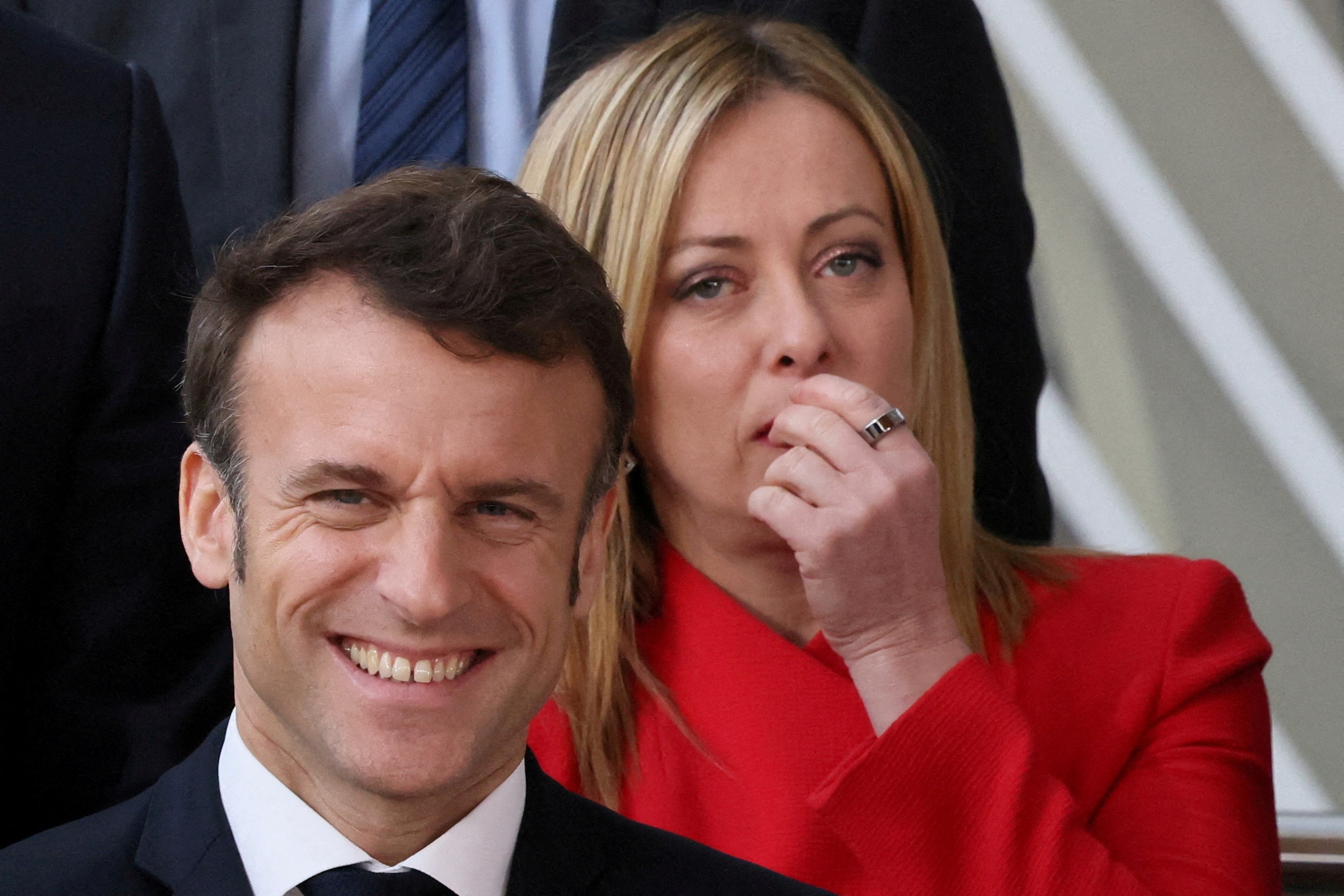 Le président français Emmanuel Macron et le Premier ministre italien Giorgia Meloni à Bruxelles, en Belgique