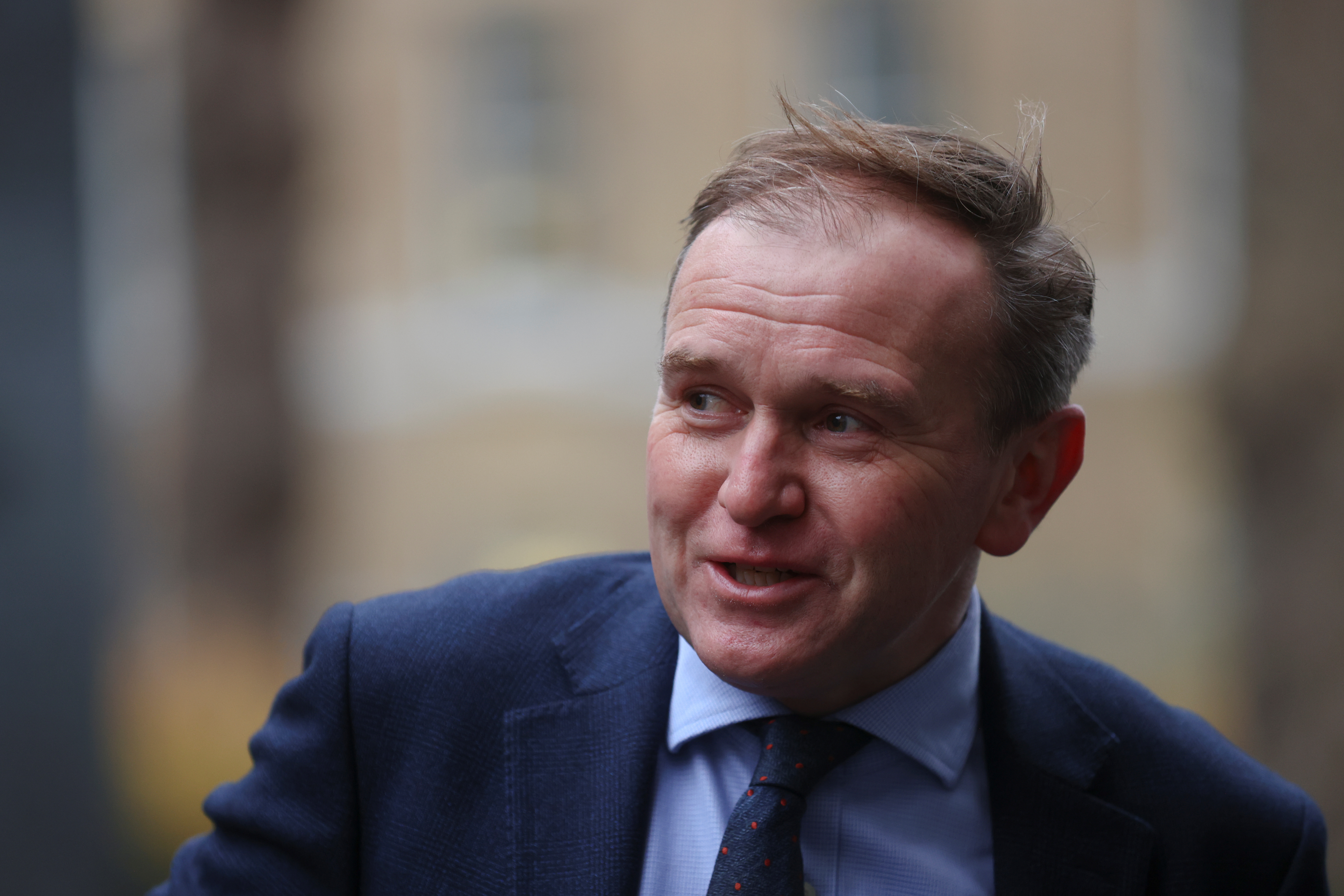Britain's Environment, Food and Rural Affairs Secretary George Eustice arrives at Downing Street in London