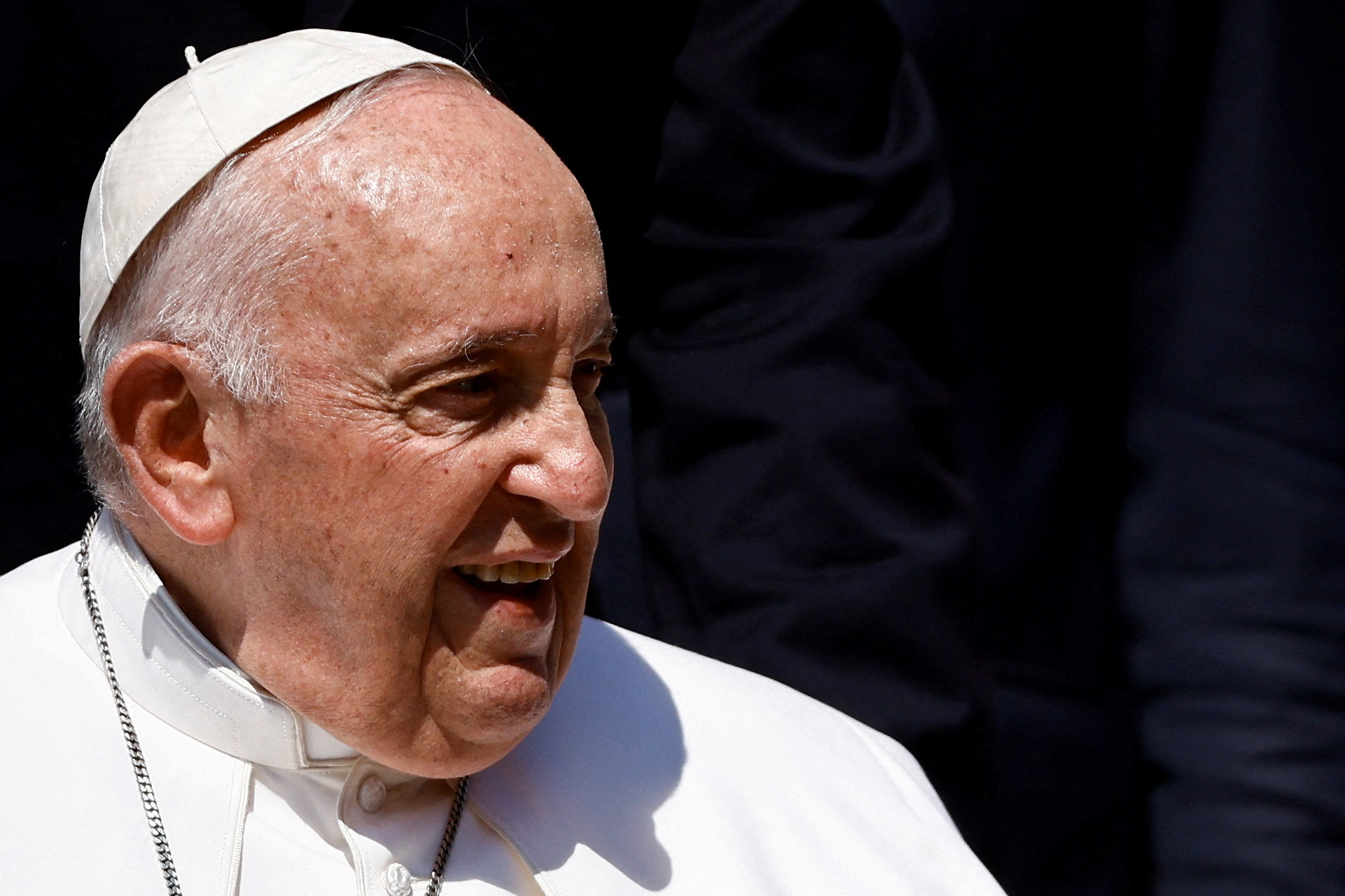 Pope talks and jokes with children at rally after brief health scare ...