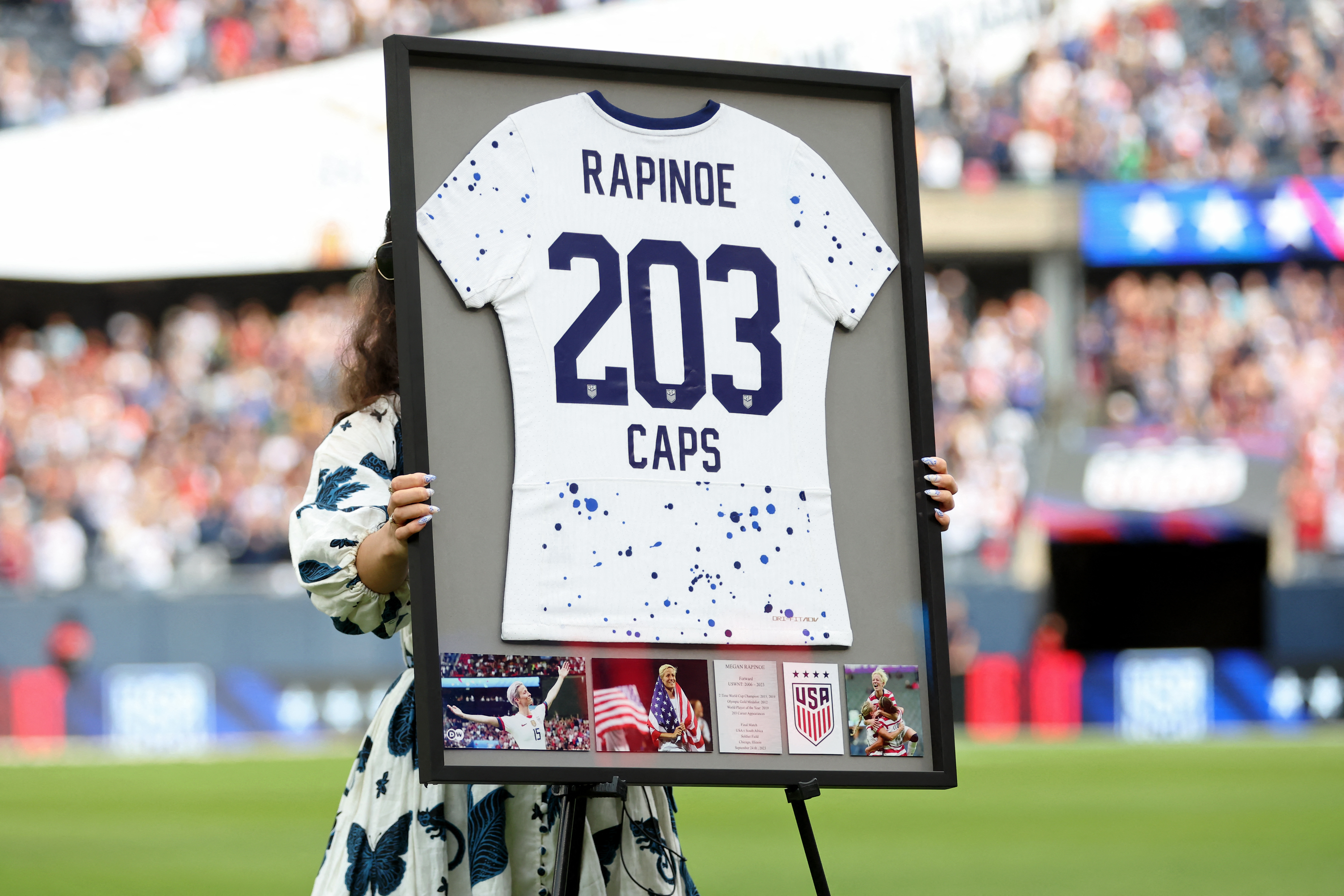 Rapinoe honored by club team OL Reign in front of record NWSL crowd