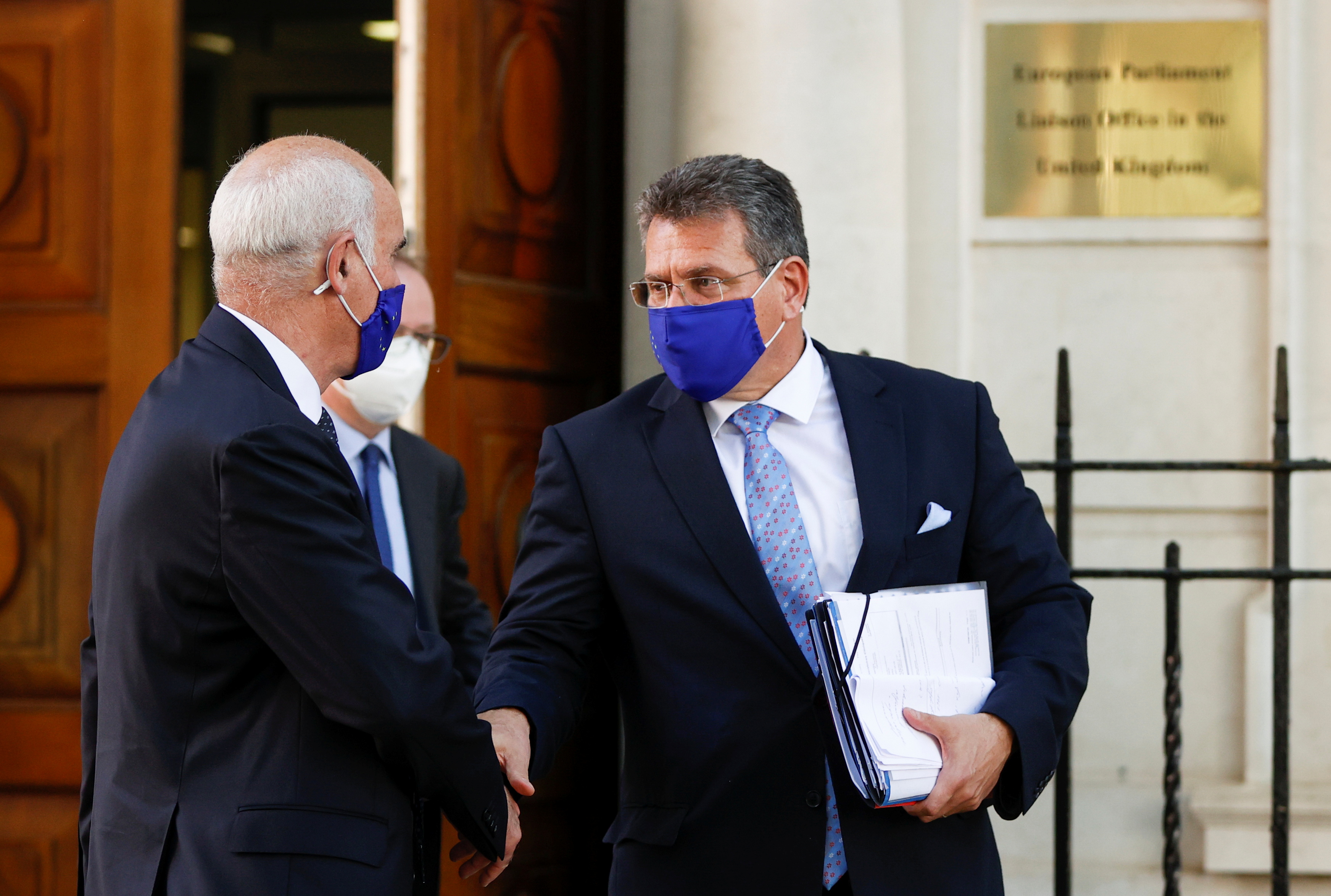 European Commission Vice-President Maros Sefcovic leaves Europe House in London