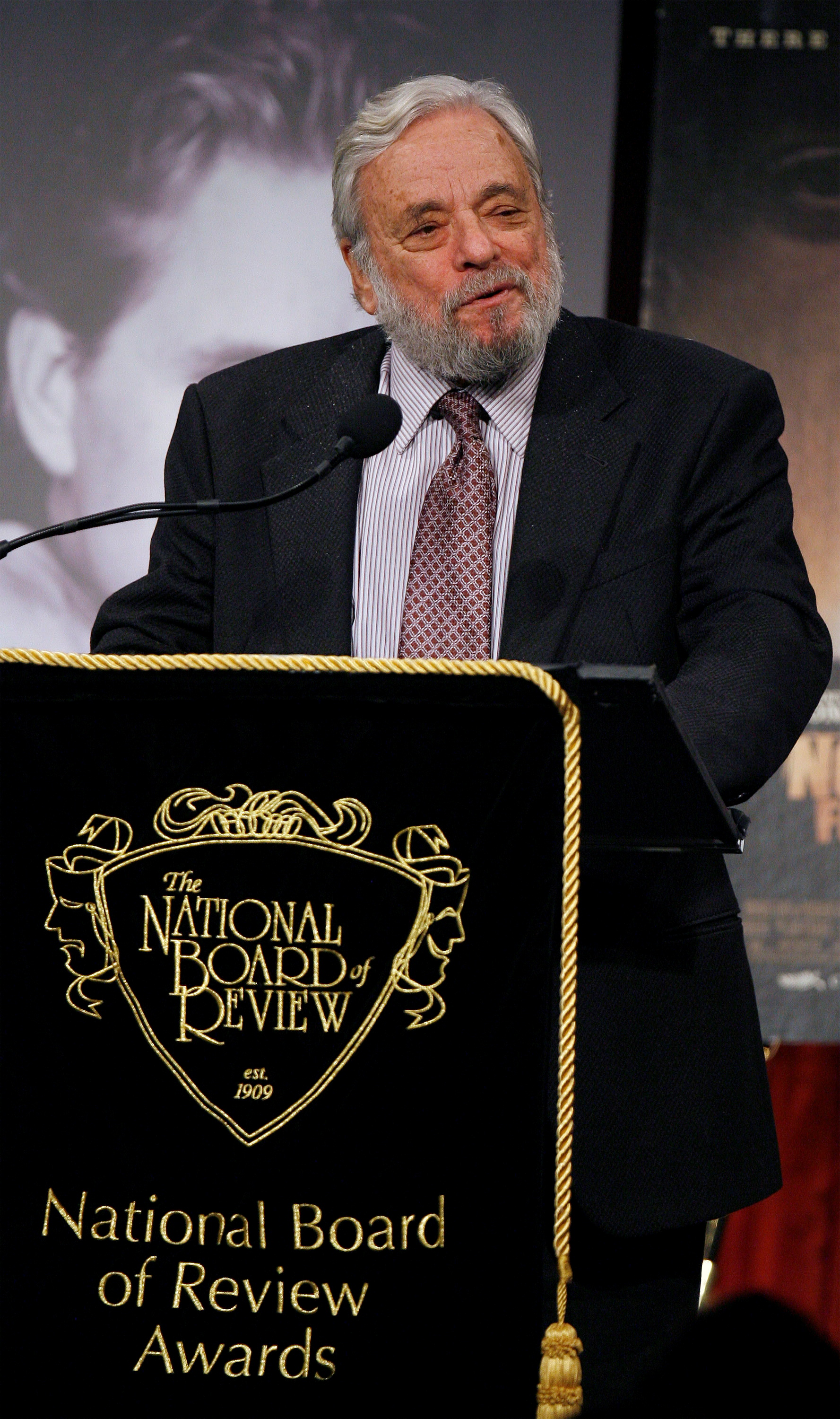 Writer Stephen Sondheim presents an award for Best Director during the National Board Of Review of Motion Pictures award gala in New York January 15, 2008. REUTERS/Lucas Jackson