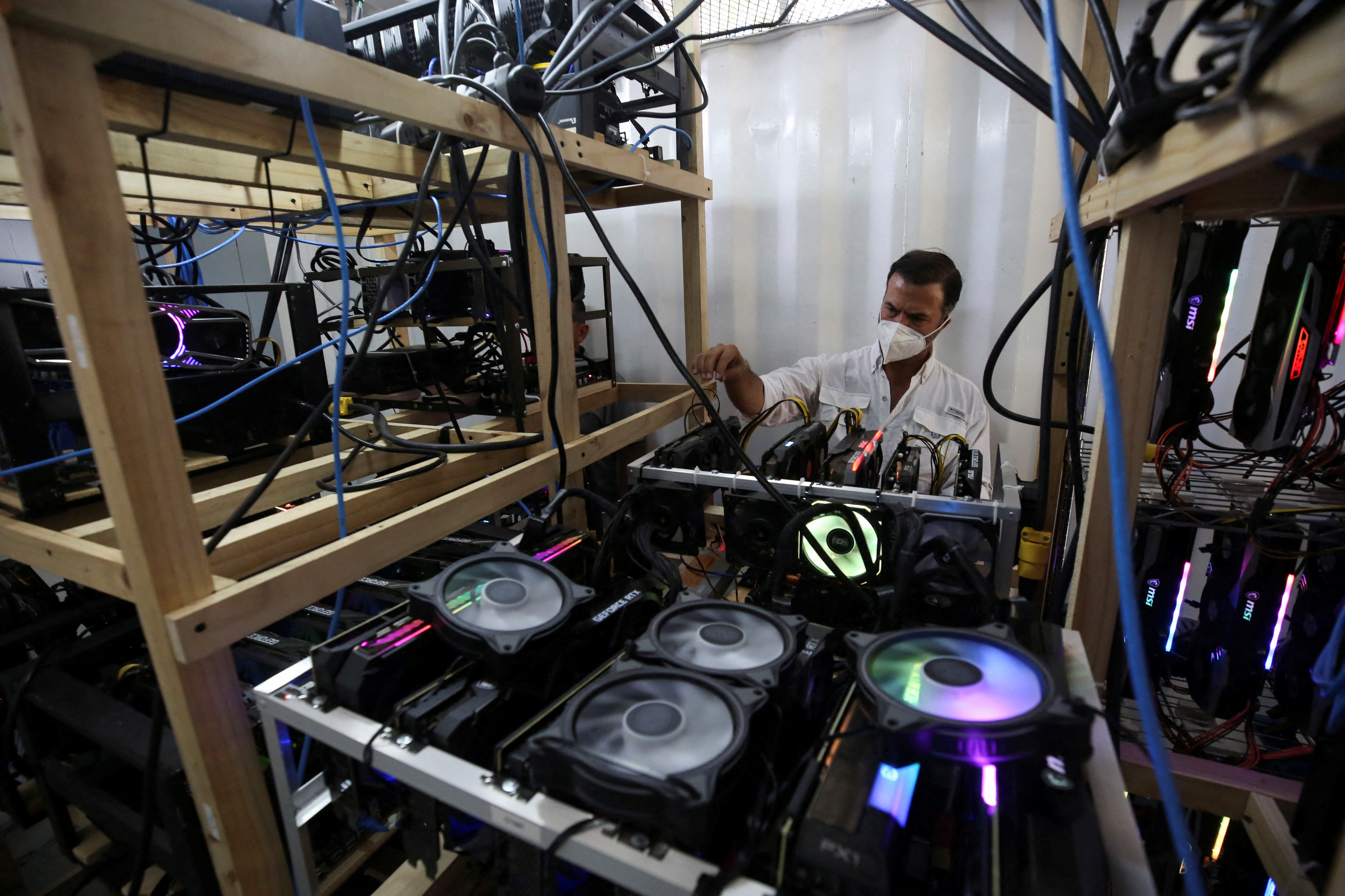 Eduardo Kopper, owner of Data Center CR, works in the data center at the Poas I hydroelectric plant that provides the energy to the computers, in Alajuela, Costa Rica January 8, 2022. Picture taken January 8, 2022. REUTERS/Mayela Lopez