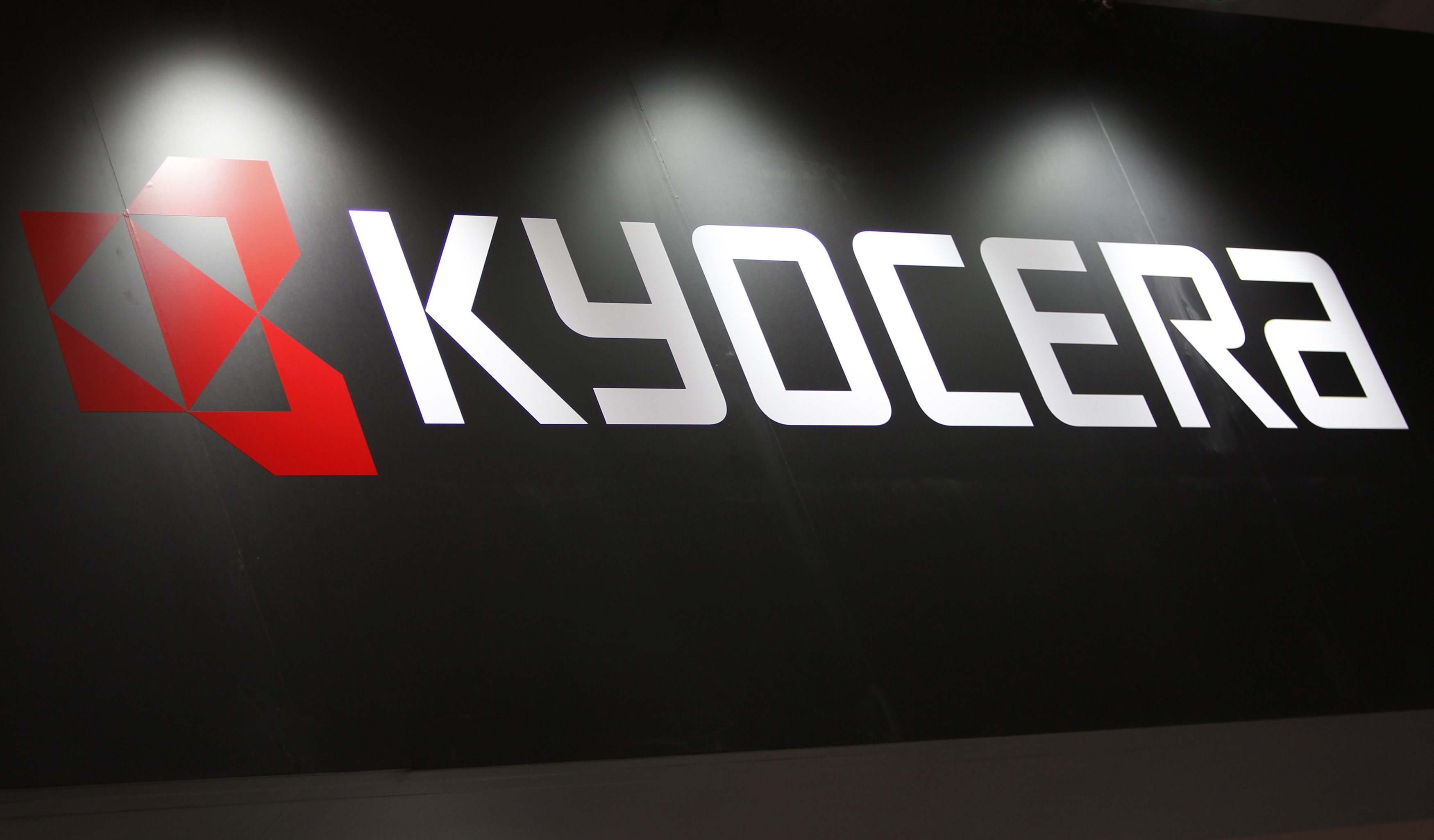 A logo of Kyocera Corp. is seen at Wireless Japan 2012 in Tokyo