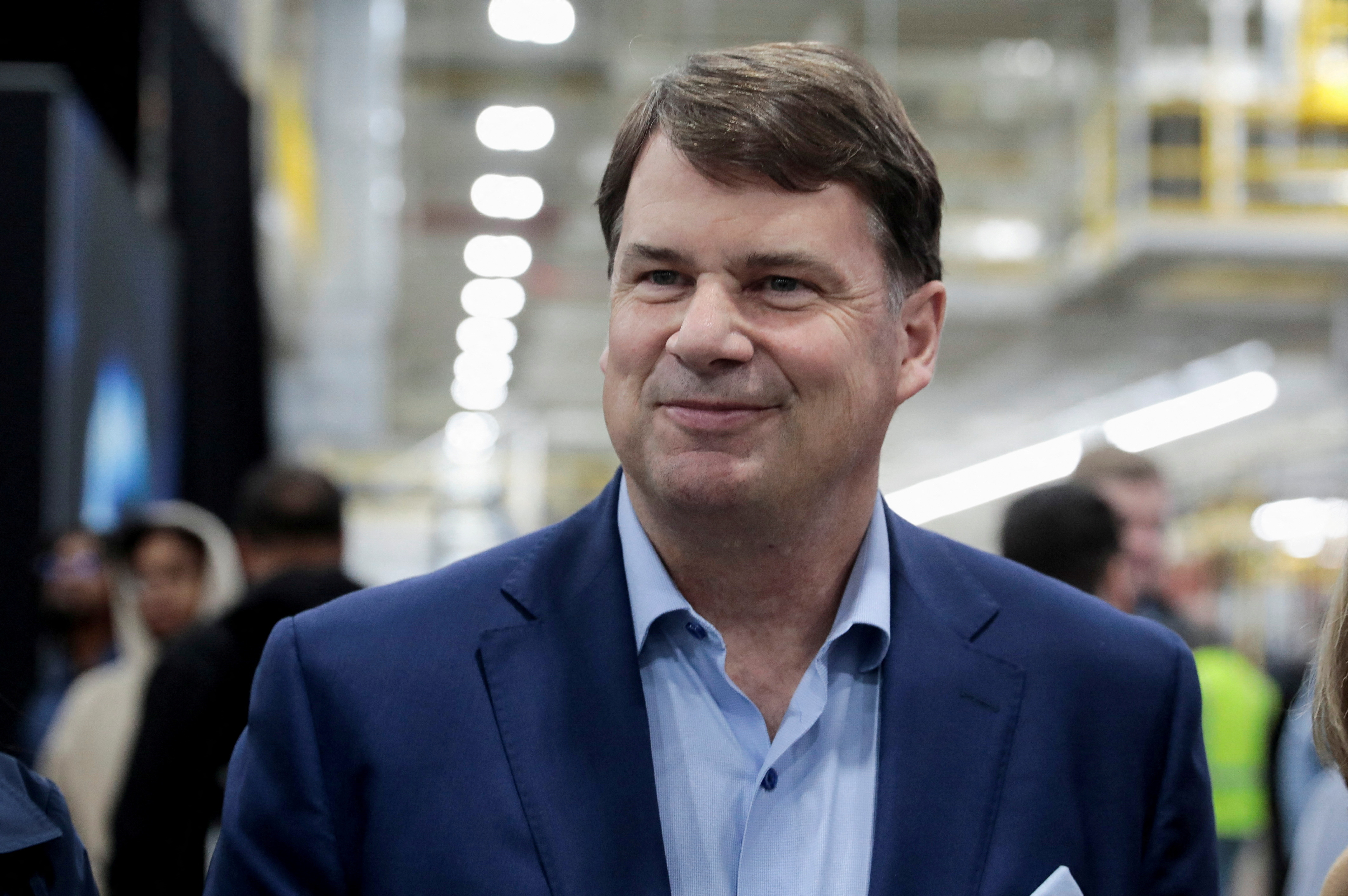 Ford CEO Jim Farley attends the official launch of the all-new Ford F-150 Lightning electric pickup truck in Dearborn