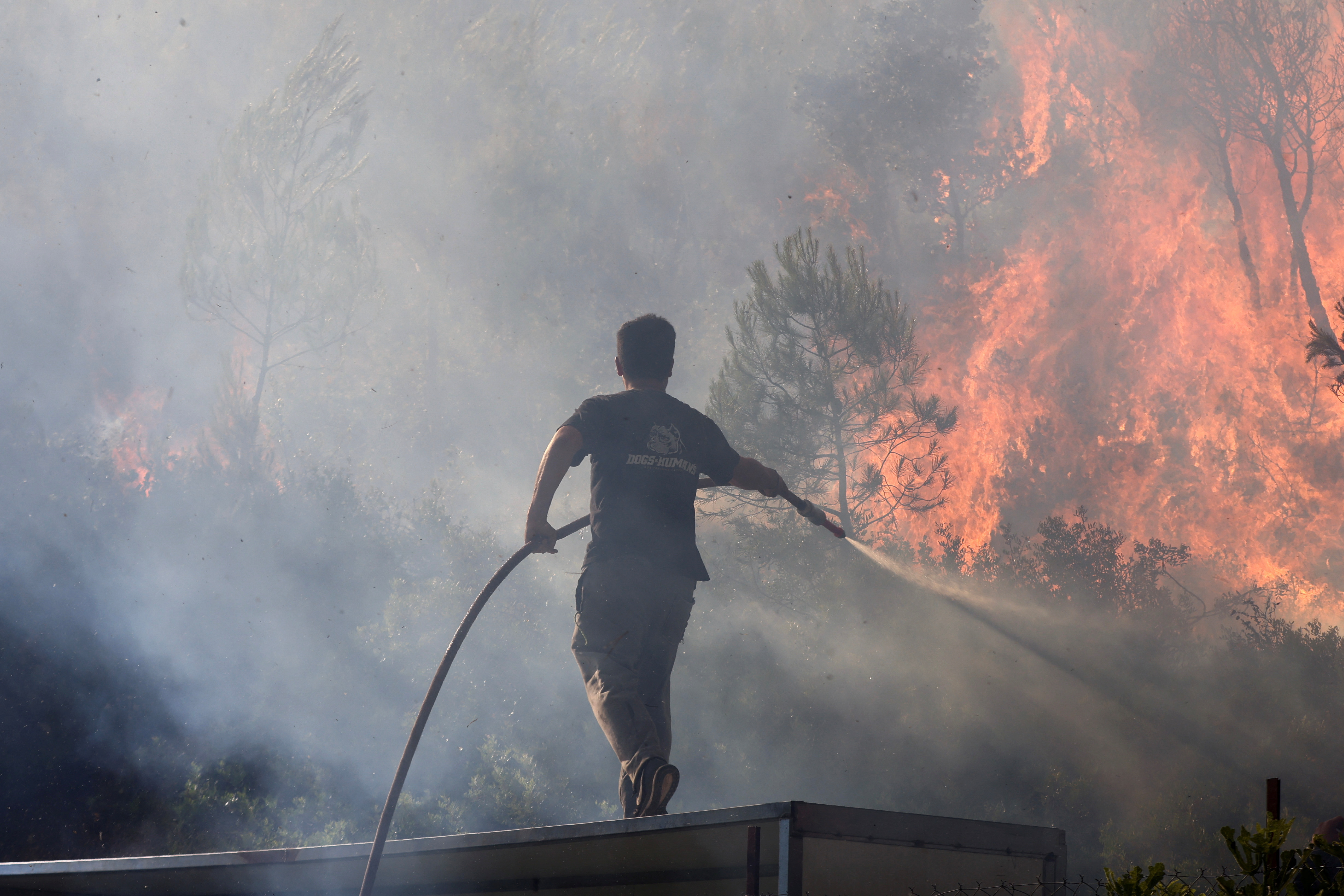 Wildfire burns in Stamata, near Athens