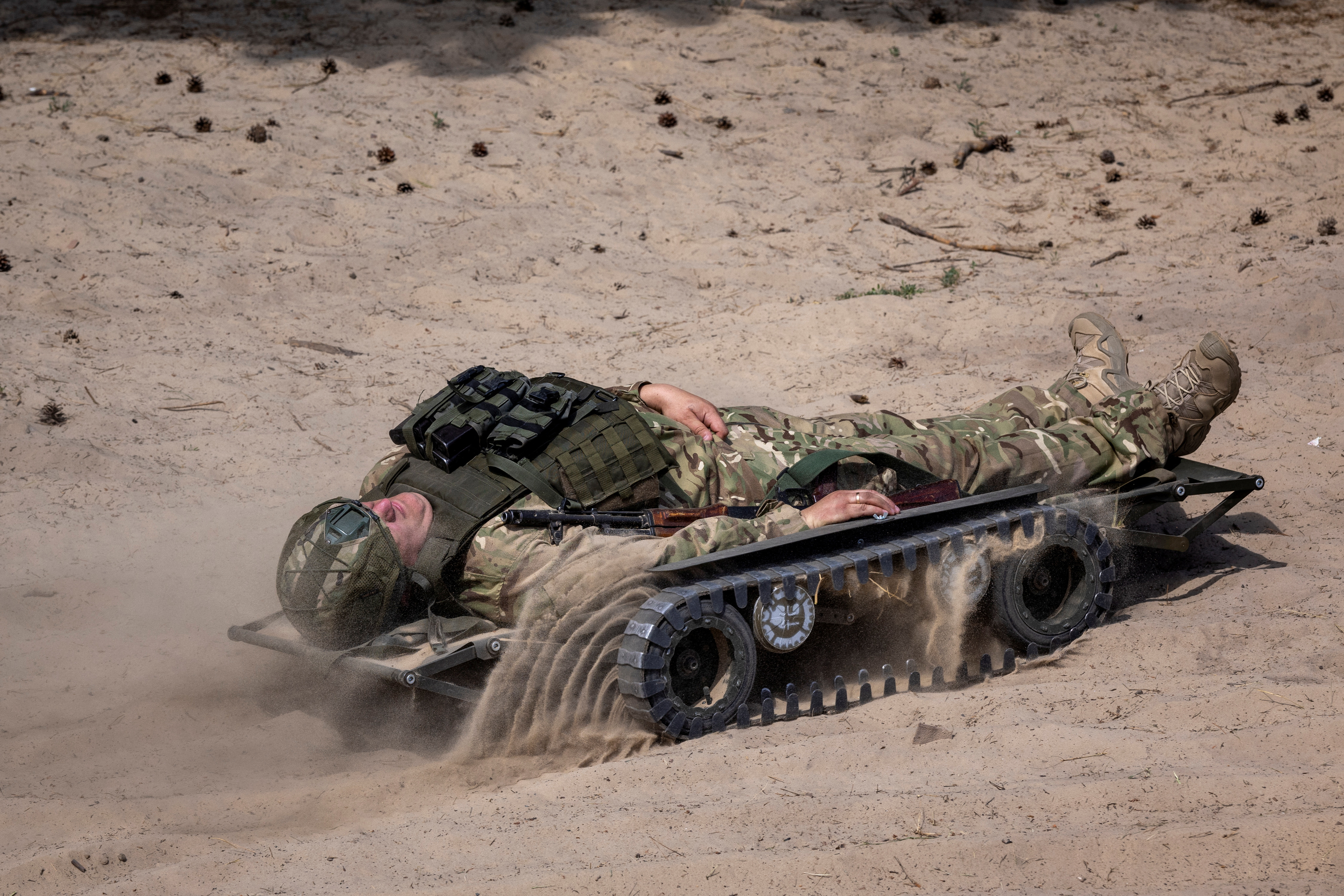 Demonstration of unmanned medical evacuation vehicles outside Kyiv