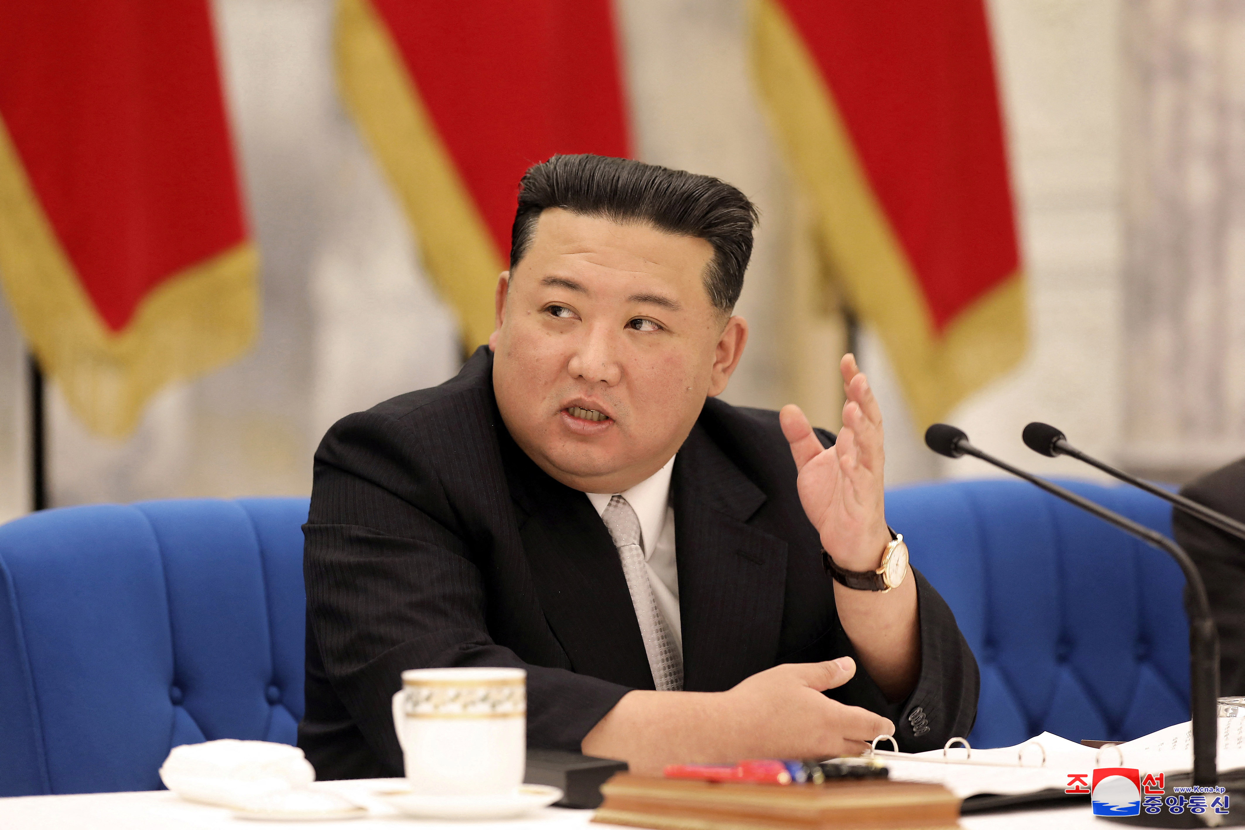North Korean leader Kim Jong Un holds theThird Enlarged Meeting of Eighth Central Military Commission of the Workers' Party of Korea (WPK) in Pyongyang