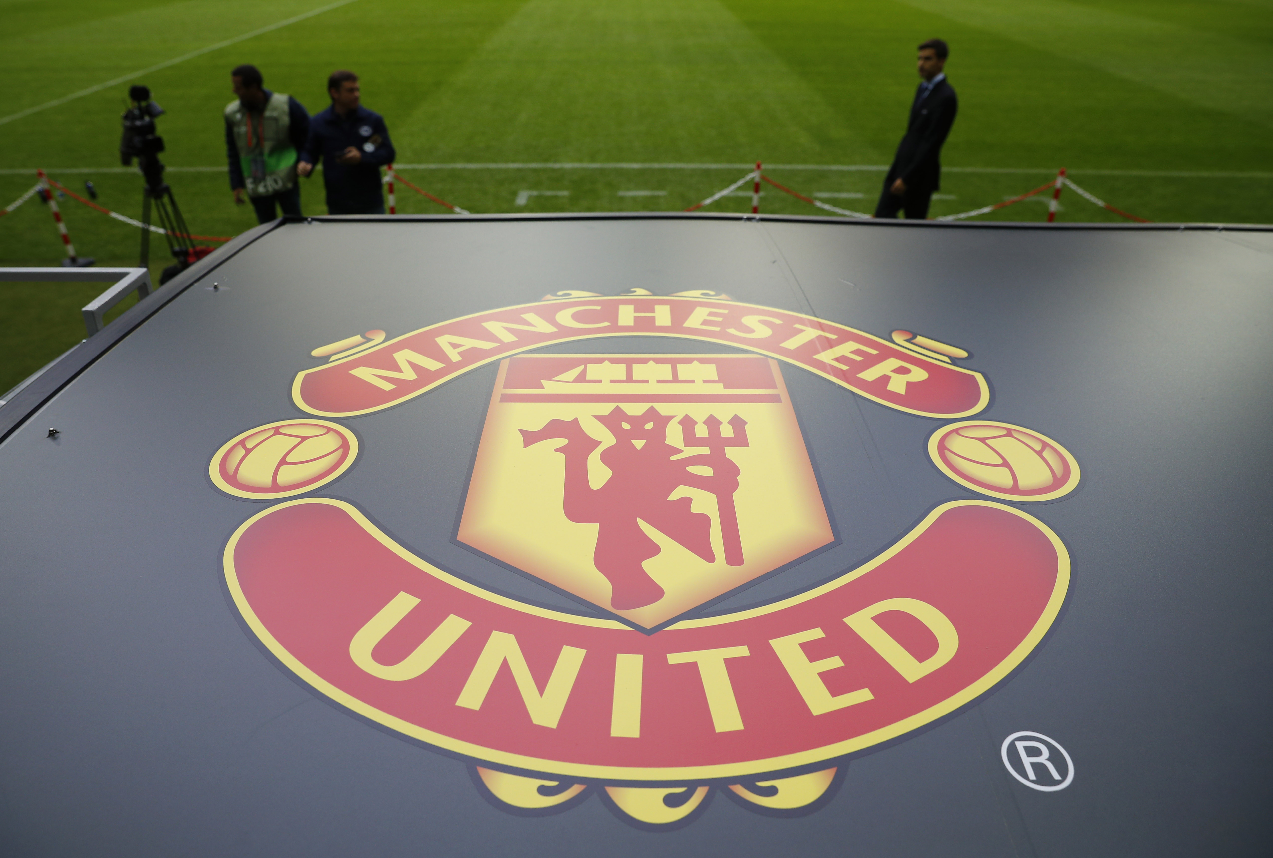 General view of the Manchester United logo ahead of the Europa League final
