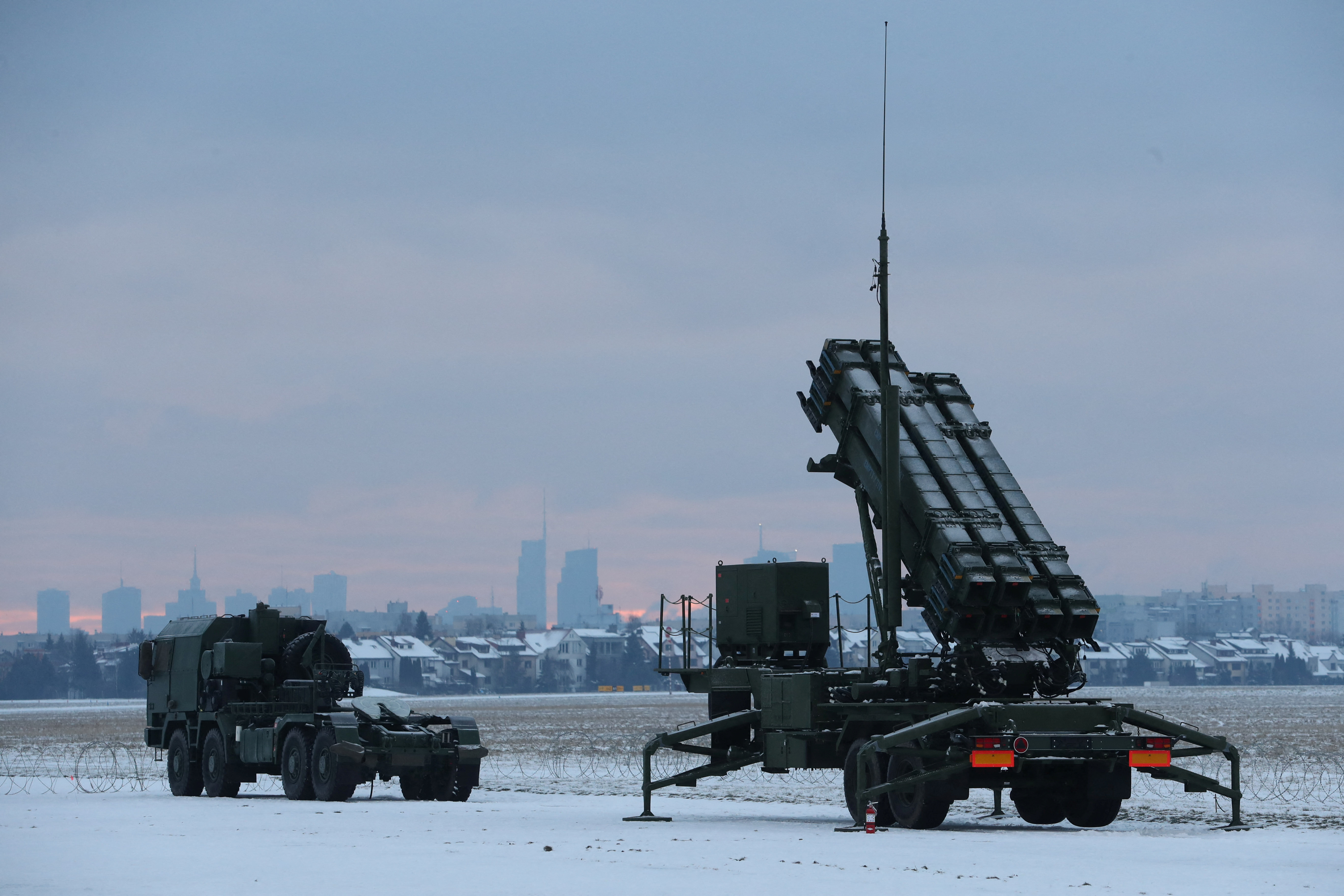 Polish military training on Patriot air defence missile systems at the airport in Warsaw