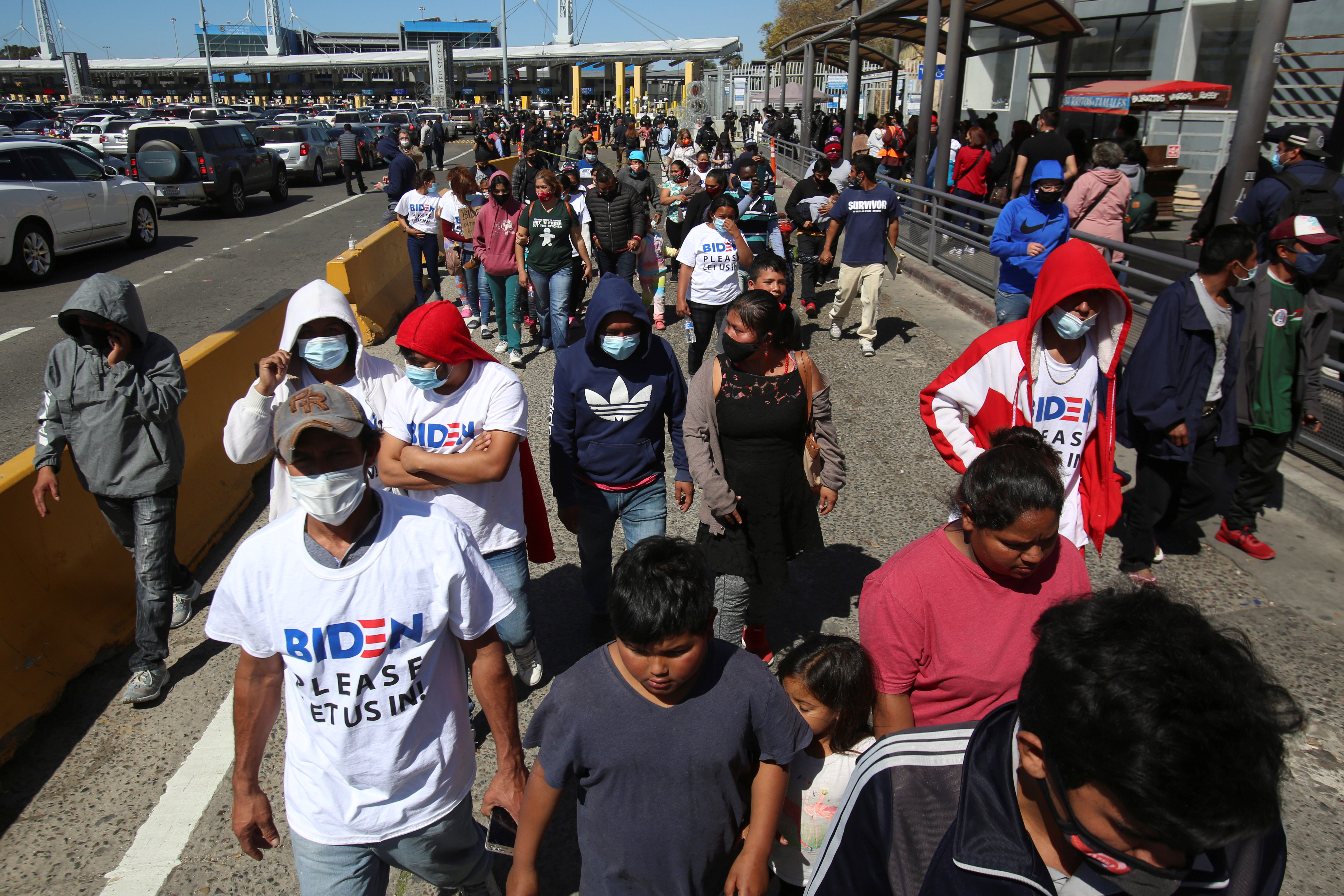 Migrants protest at the Mexico-U.S. San Ysidro point of entry in Tijuana