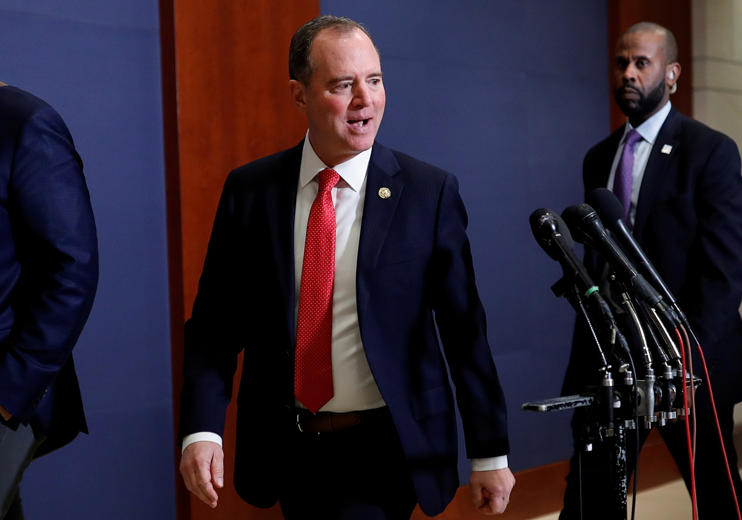Rep. Adam Schiff arrives for national security briefing for members of Congress about how Russian election interference on Capitol Hill in Washington