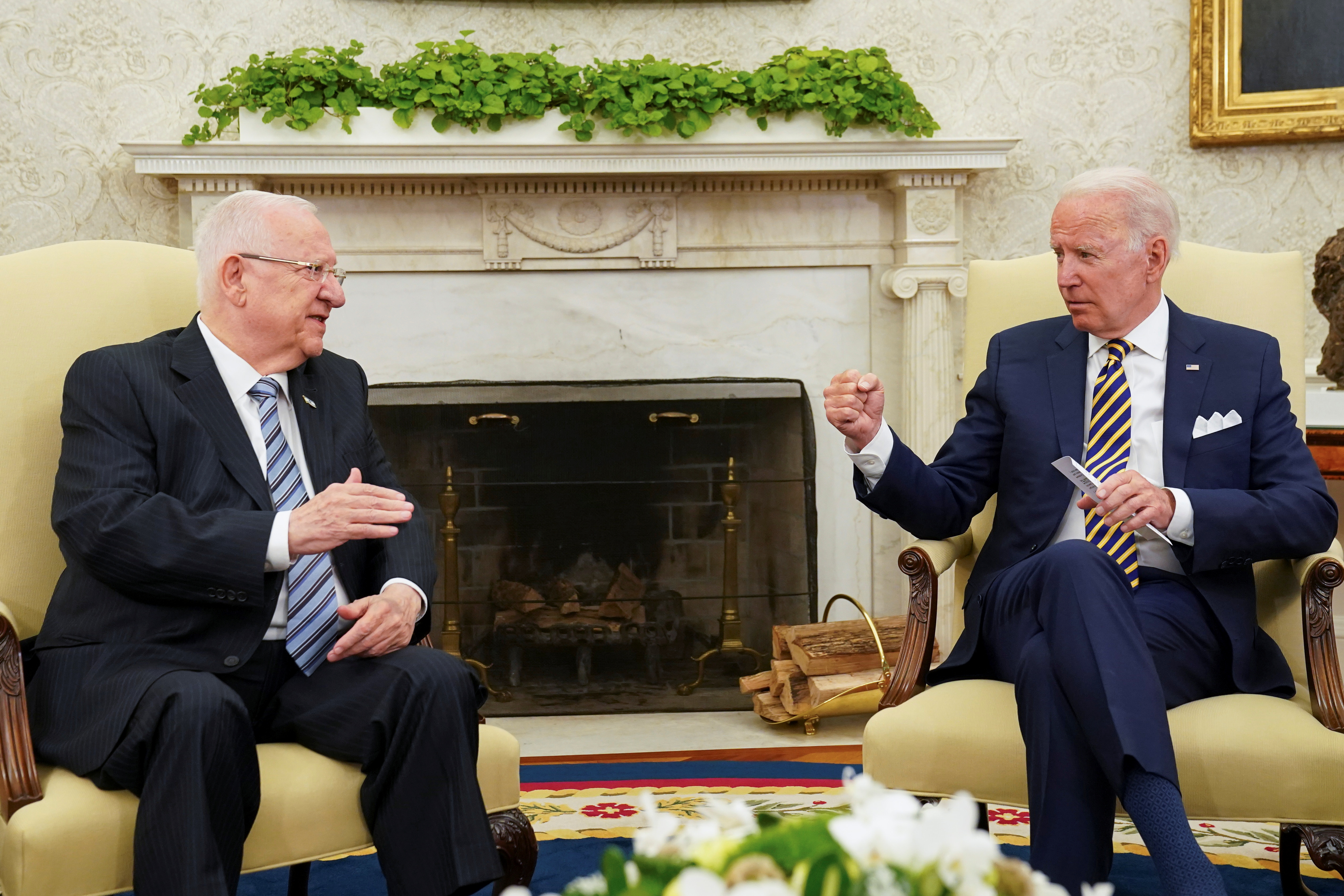 U.S. President Joe Biden meets with Israel's President Reuven Rivlin at the White House in Washington