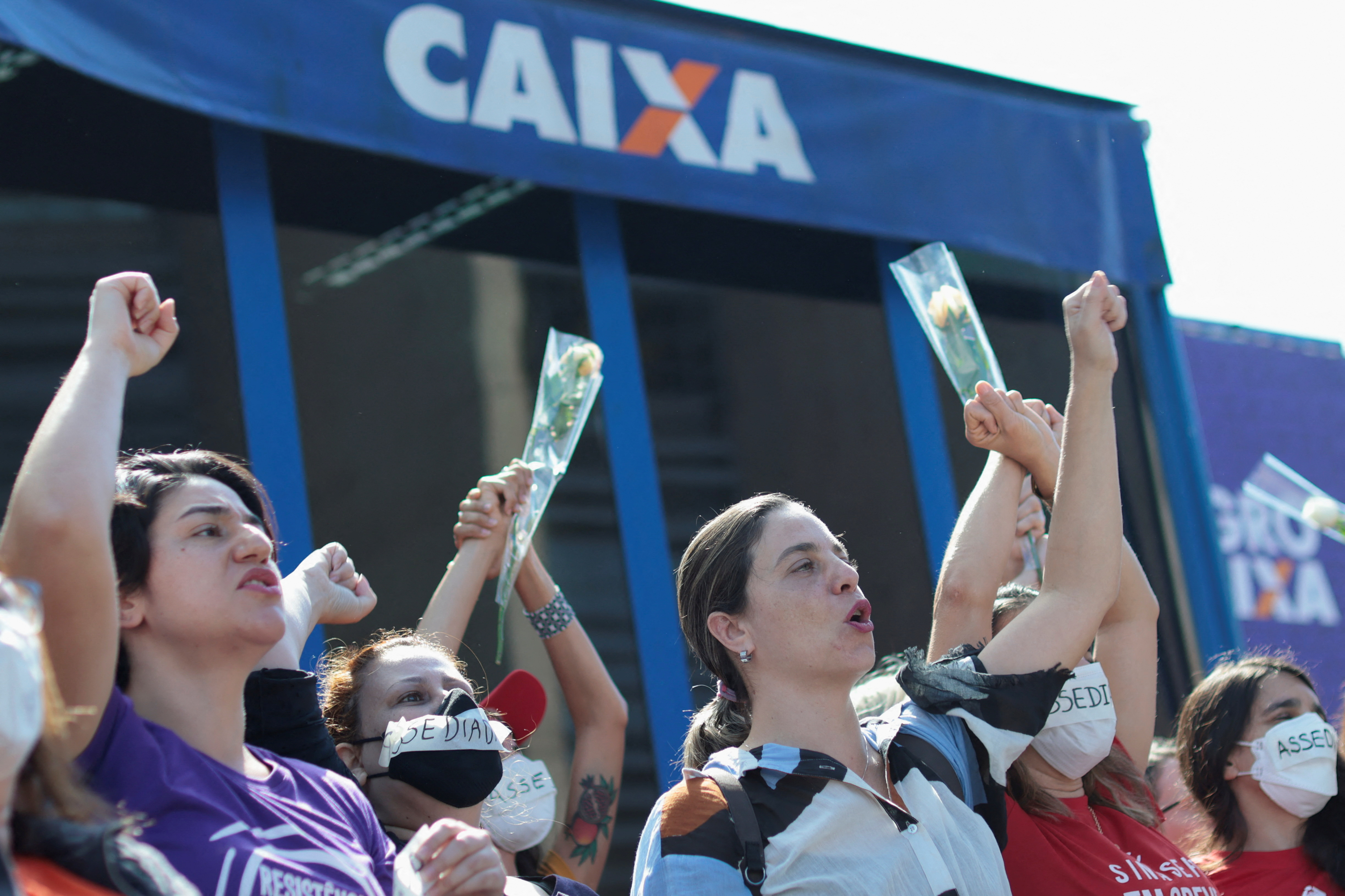 Protest against the president of the Caixa Economica Federal bank, Pedro Guimaraes after allegations of sexual harassment