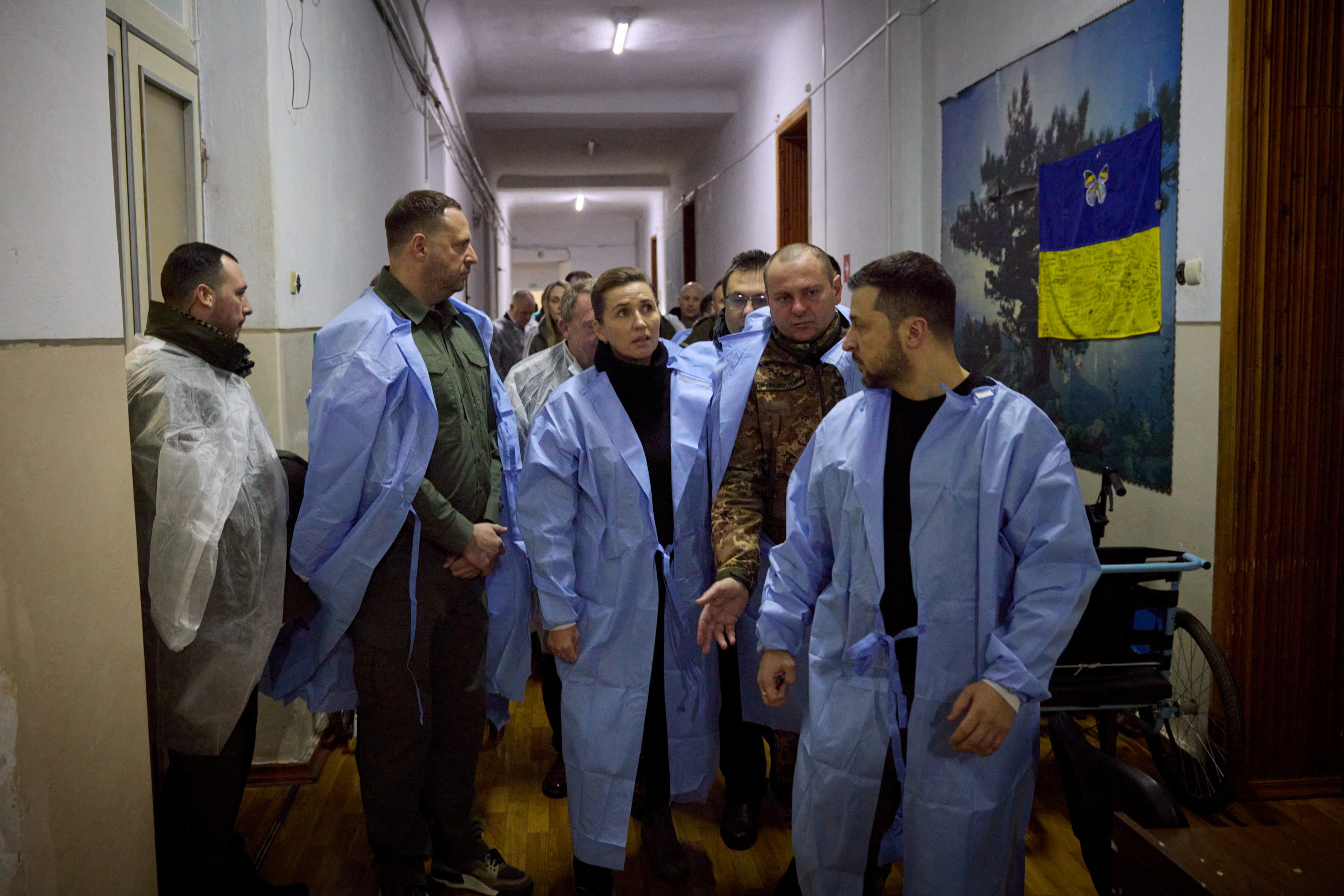 Ukraine's President Zelenskiy and Denmark's PM Frederiksen visit Ukrainian servicemen in Mykolaiv