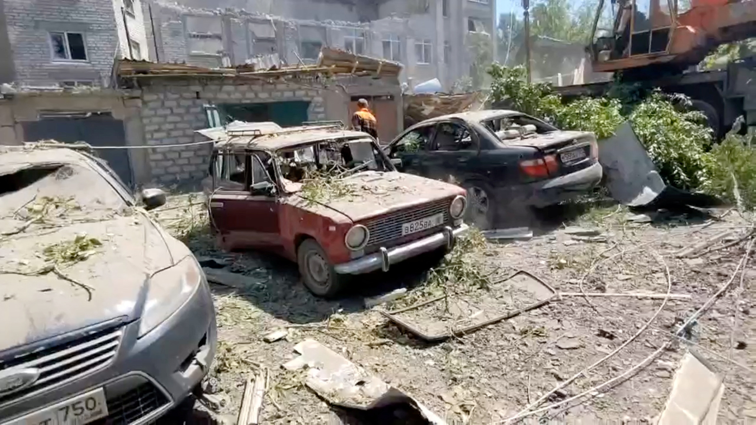 Aftermath of shelling in Luhansk region