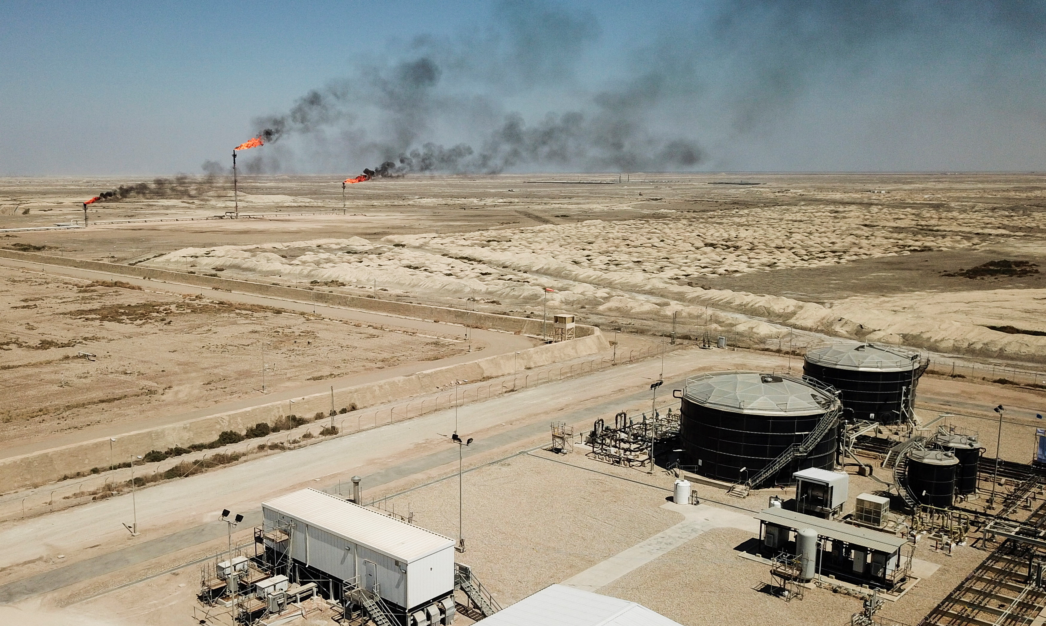 A view shows Iraq's Majnoon oil field near Basra