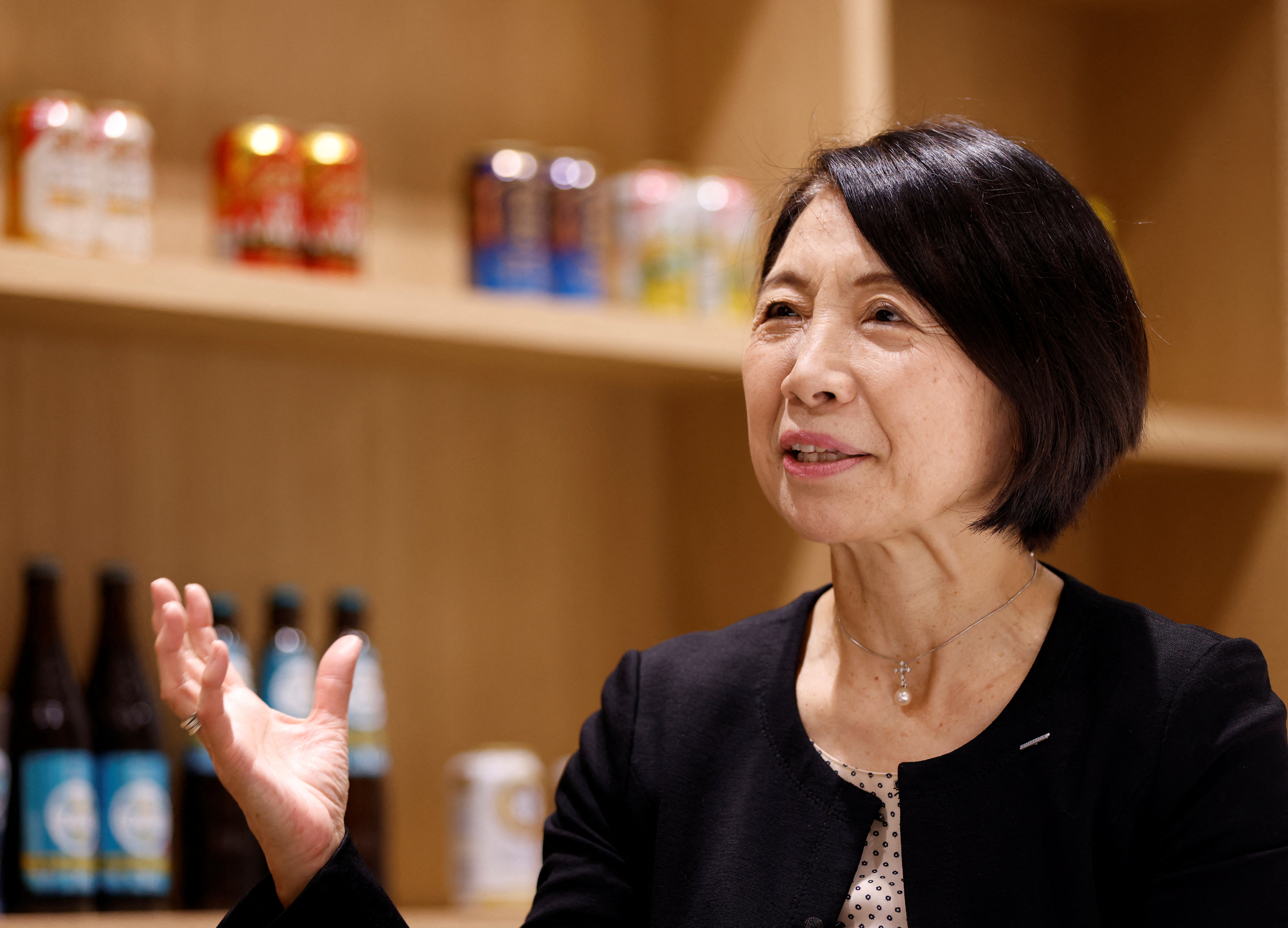 Suntory Beverage & Food Ltd.'s next chief executive Makiko Ono speaks during an interview with Reuters in Tokyo