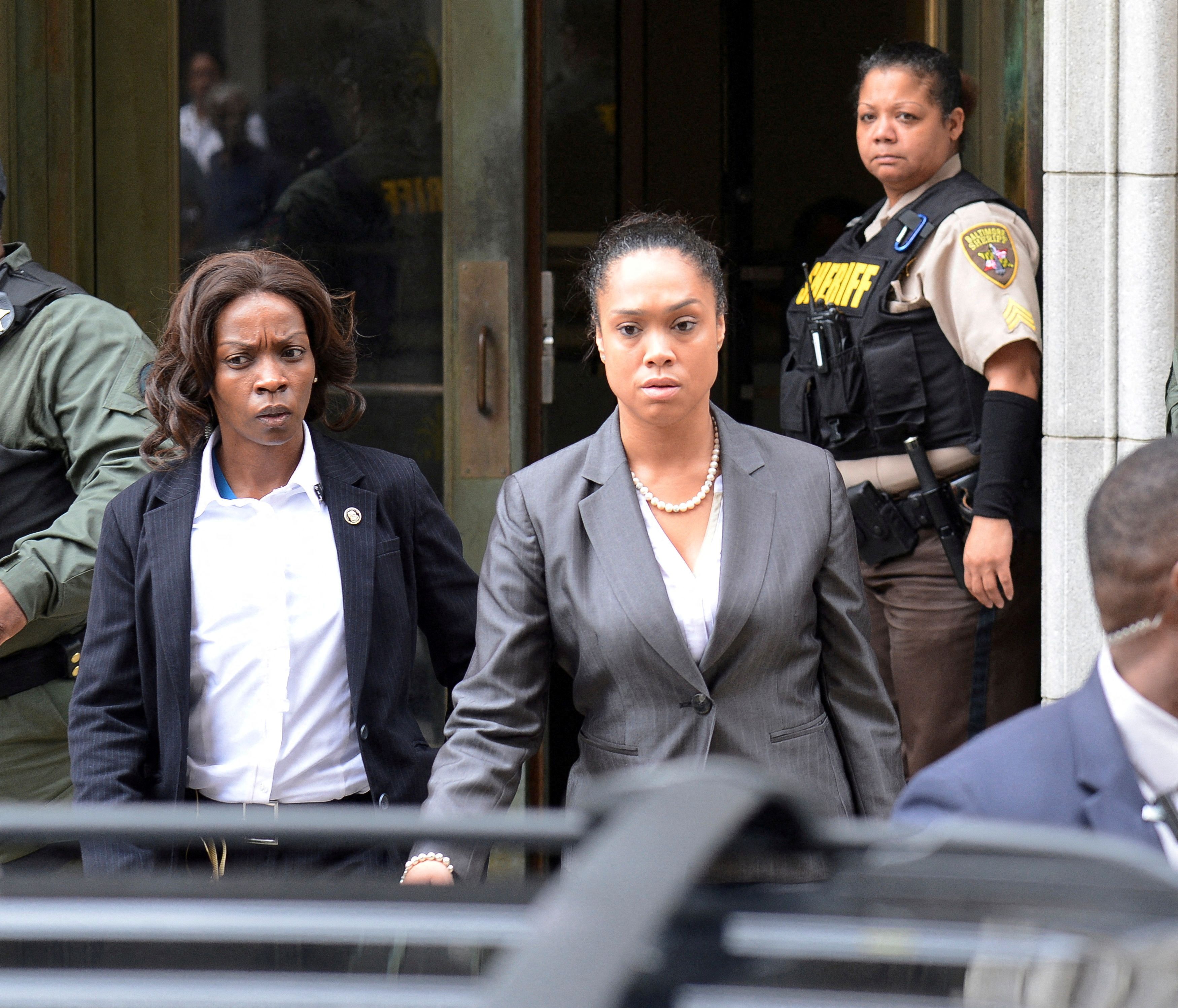 City State's Attorney Marilyn Mosby (C) departs the courthouse in Baltimore, Maryland, U.S. on June 23, 2016. REUTERS/Bryan Woolston