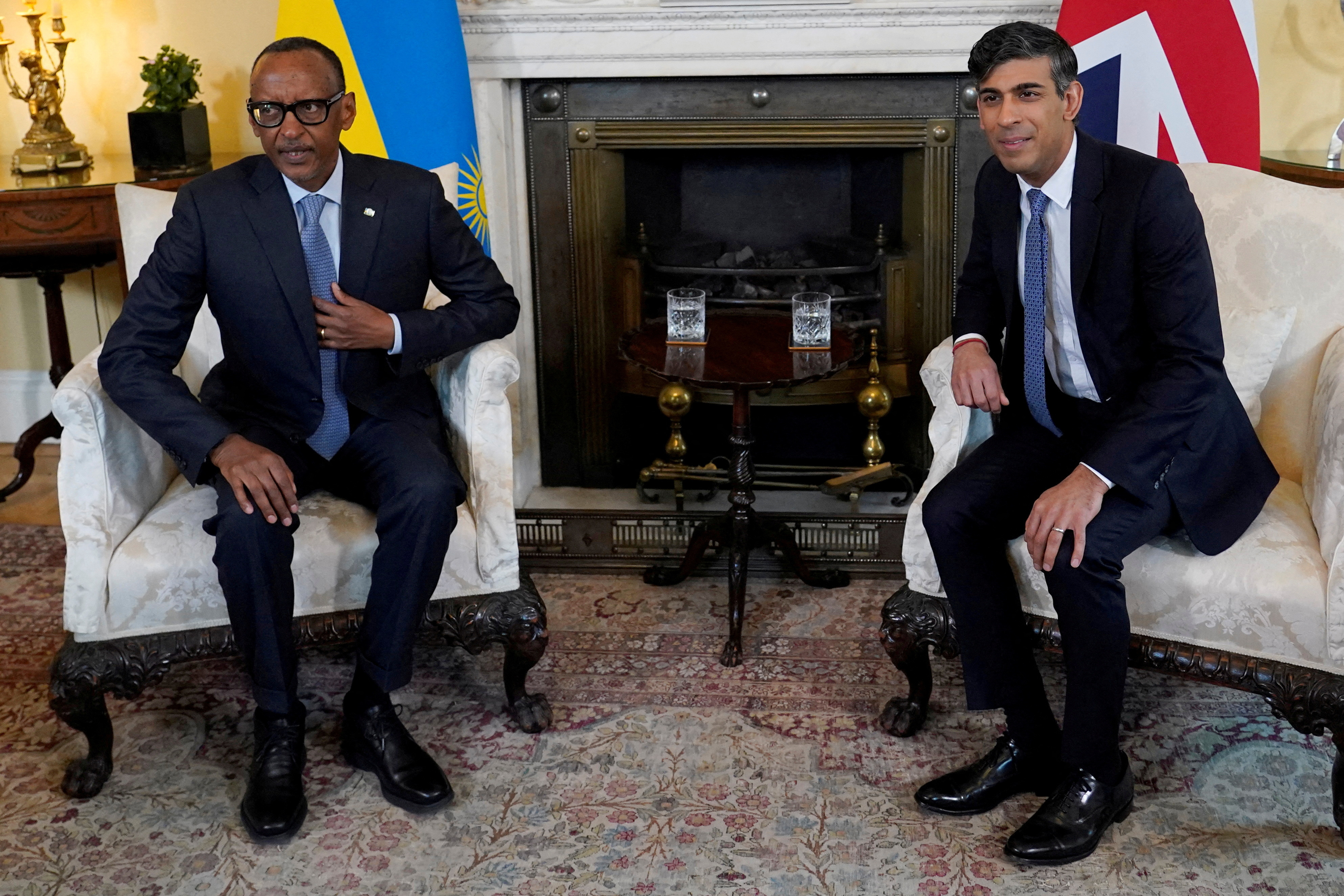 Britain's Prime Minister Rishi Sunak meets with President of Rwanda Paul Kagame in London