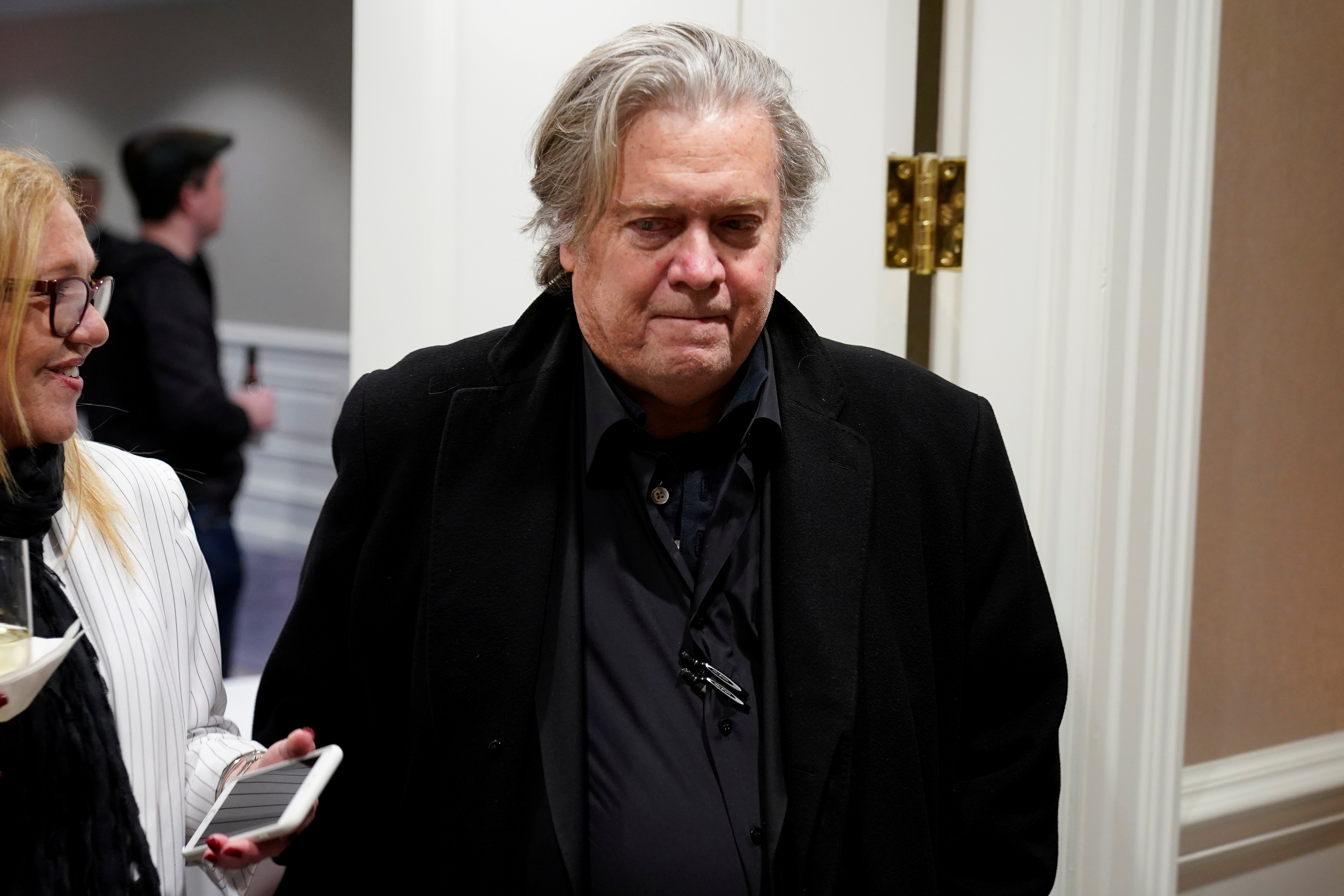 Former White House Chief Strategist Stephen Bannon arrives for the showing of a documentary on the government of Brazilian President Jair Bolsonaro in Washington