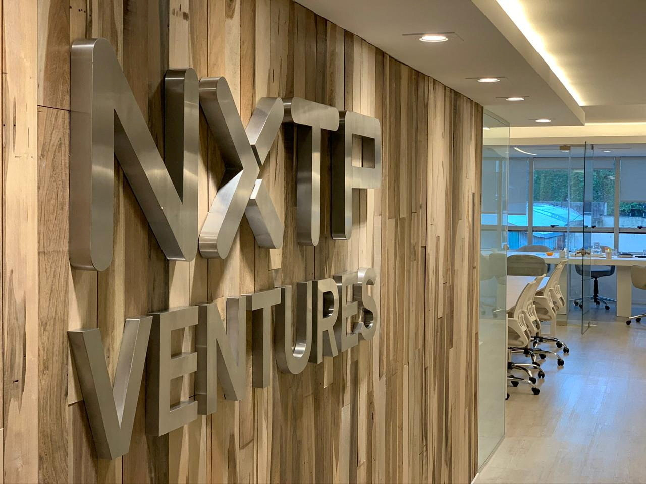 View of NXTP logo at the firm's Buenos Aires office